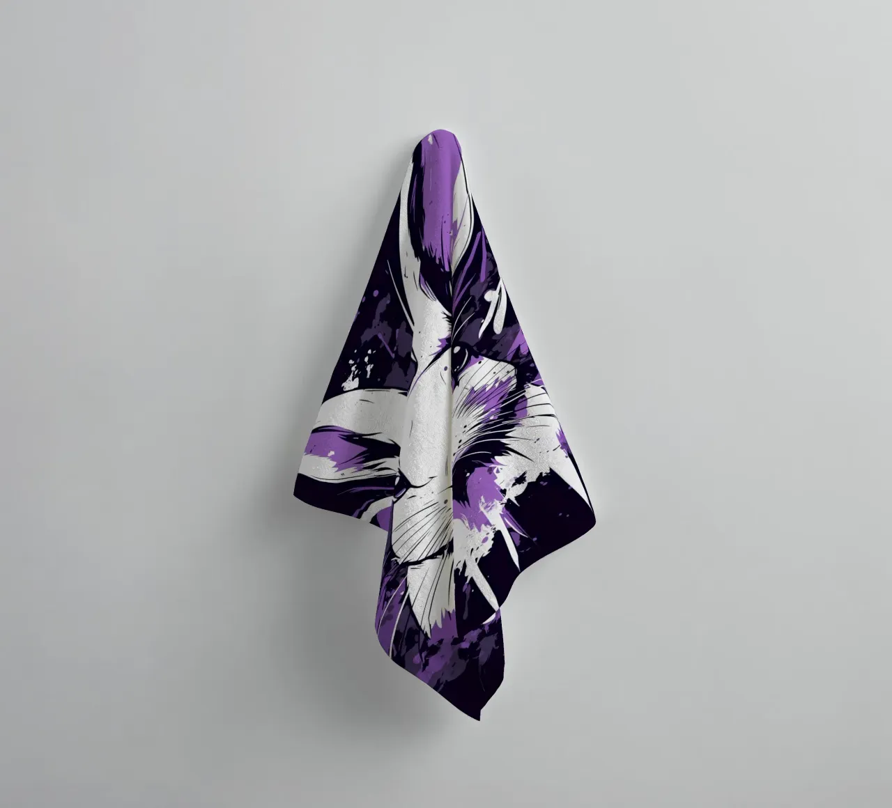 White rabbit with splashes of colour towel by pixelbull - medieval art and more