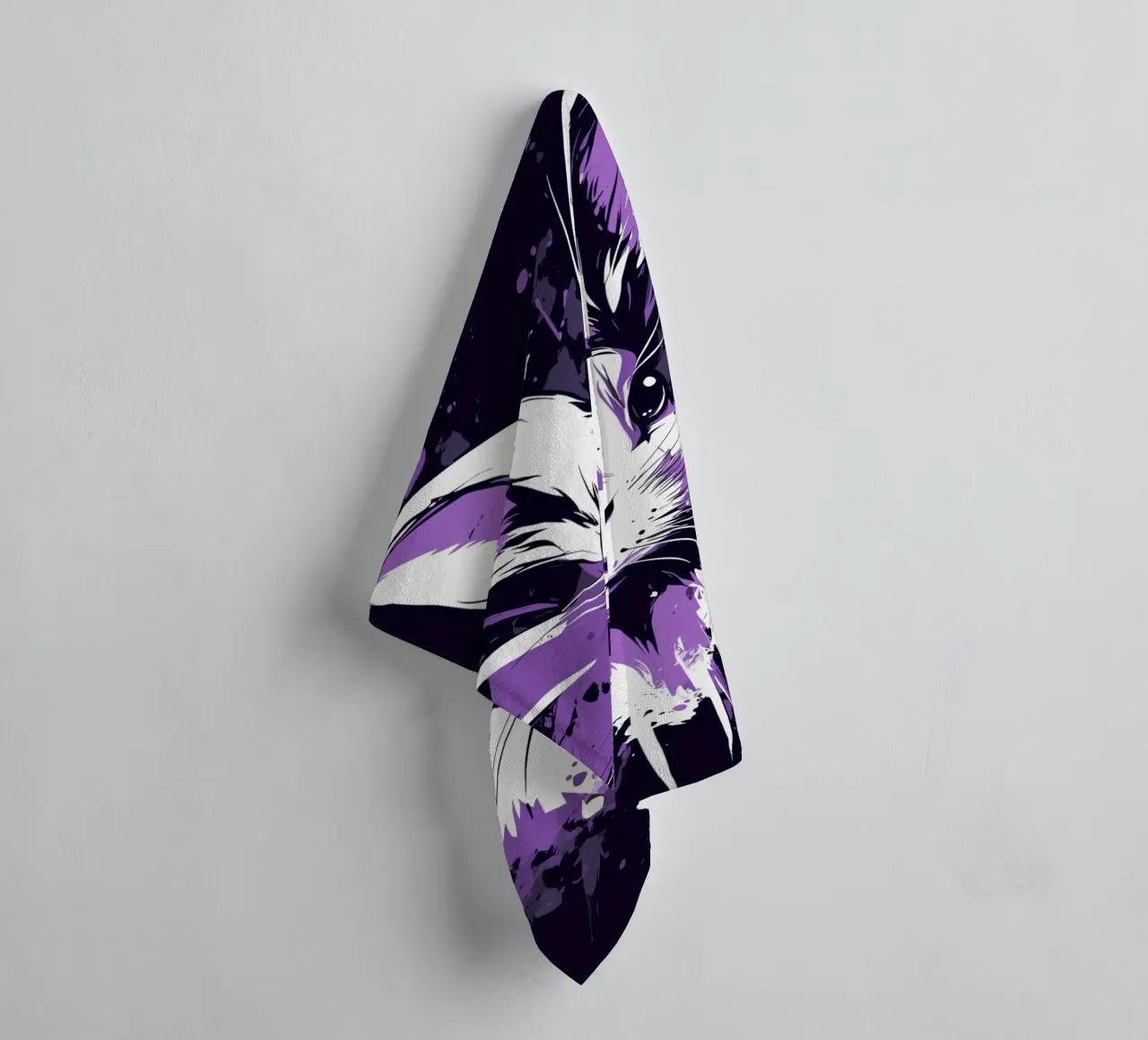 White rabbit with splashes of colour towel by pixelbull - medieval art and more