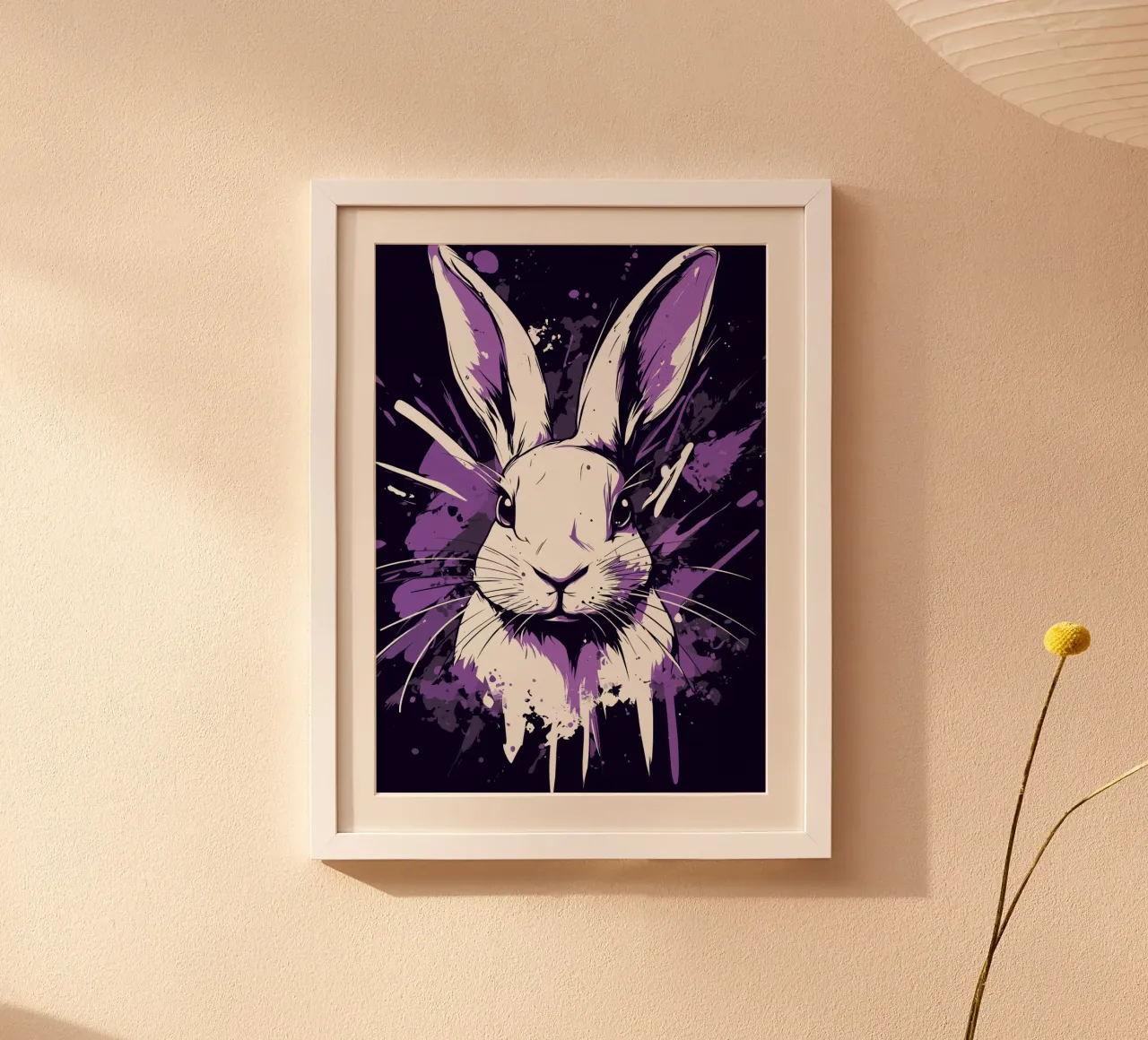 Coniglio bianco con spruzzi di colore poster da pixelbull - medieval art and more