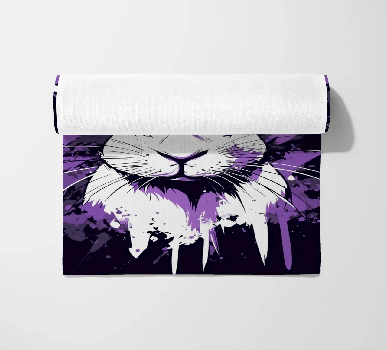 Coniglio bianco con spruzzi di colore telo mare da pixelbull - medieval art and more