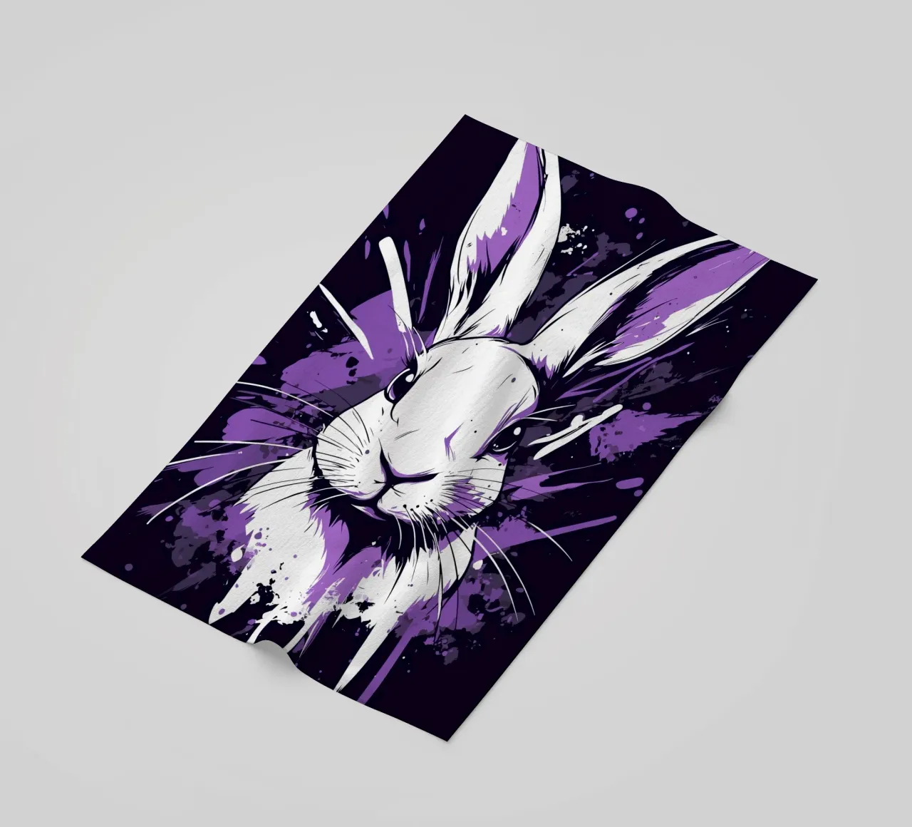 Coniglio bianco con spruzzi di colore telo mare da pixelbull - medieval art and more