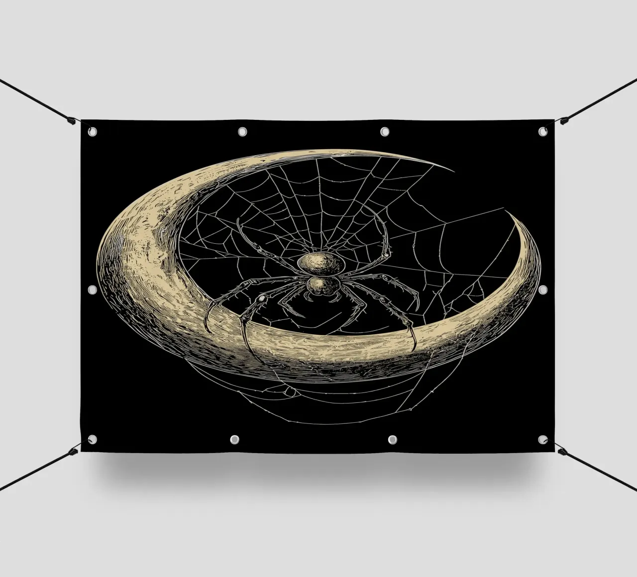 Ragno nella luna crescente telo in pvc da pixelbull - medieval art and more