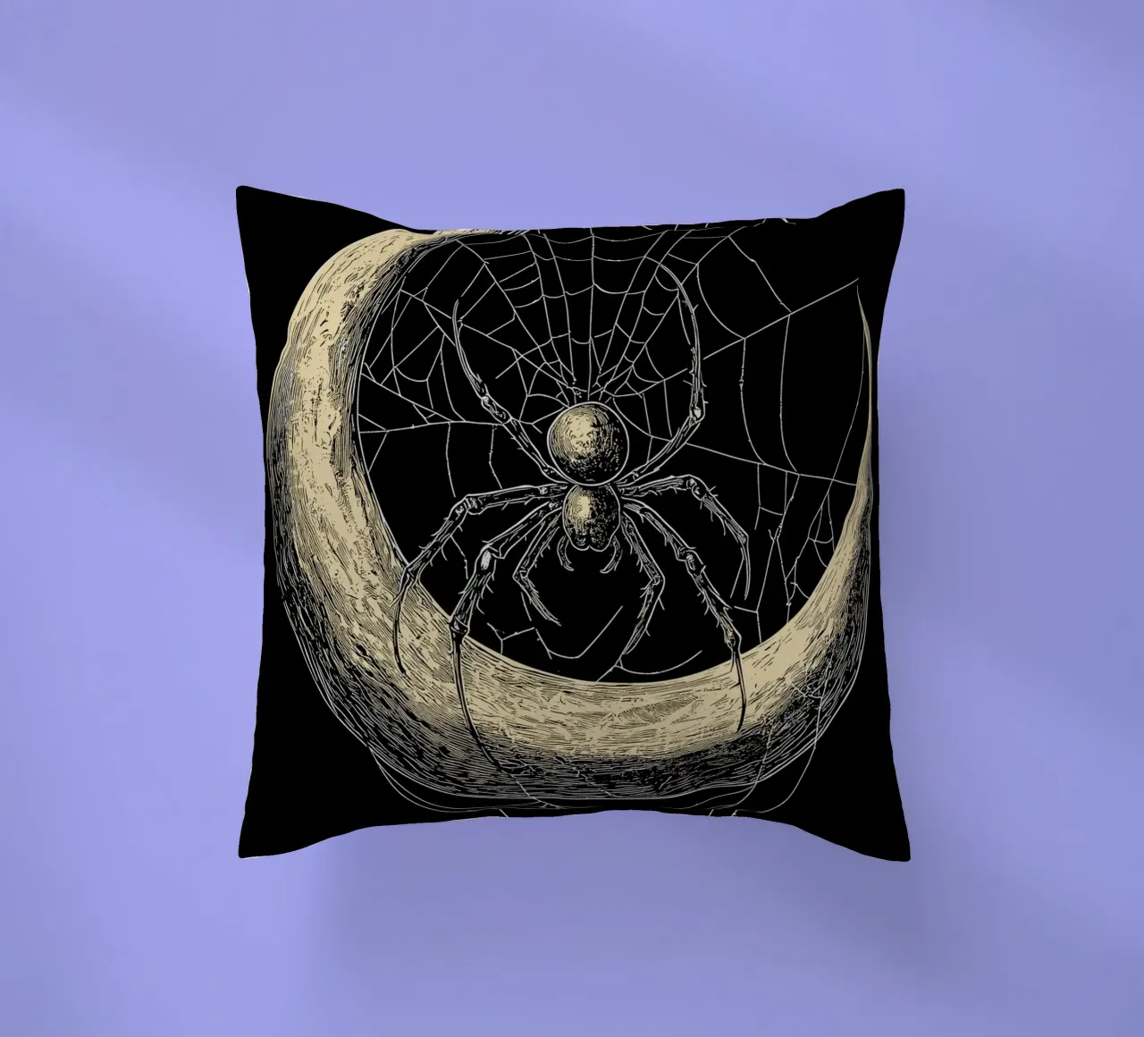 Ragno nella luna crescente cuscino da pixelbull - medieval art and more