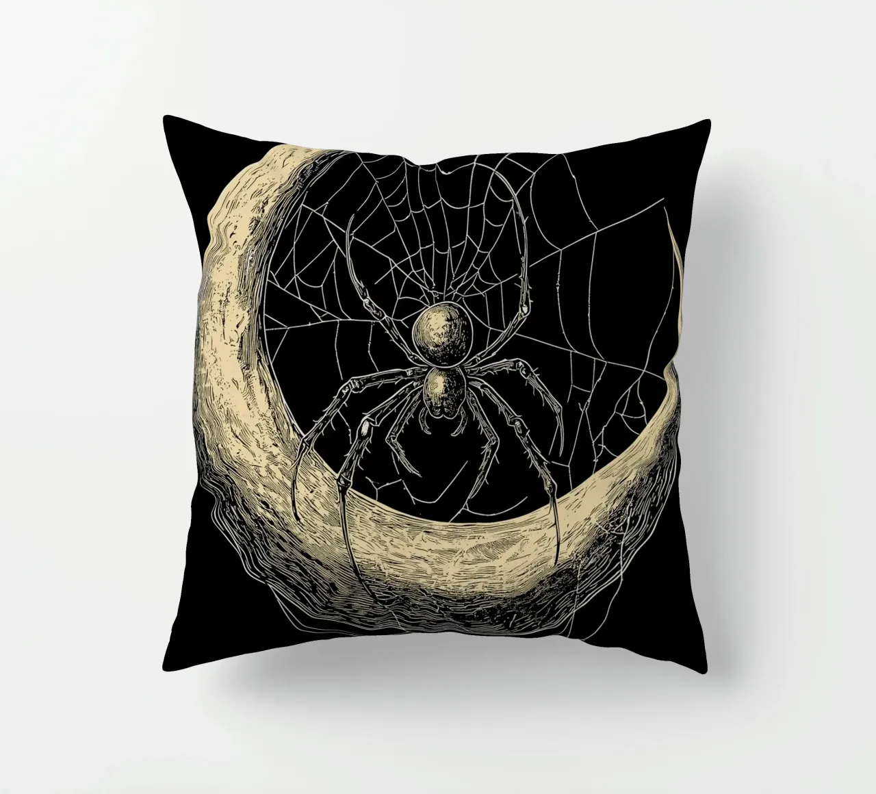 Ragno nella luna crescente cuscino da pixelbull - medieval art and more