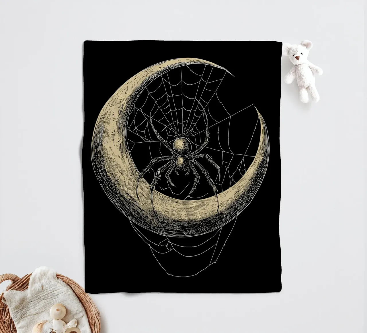 Ragno nella luna crescente coperta in pile da pixelbull - medieval art and more