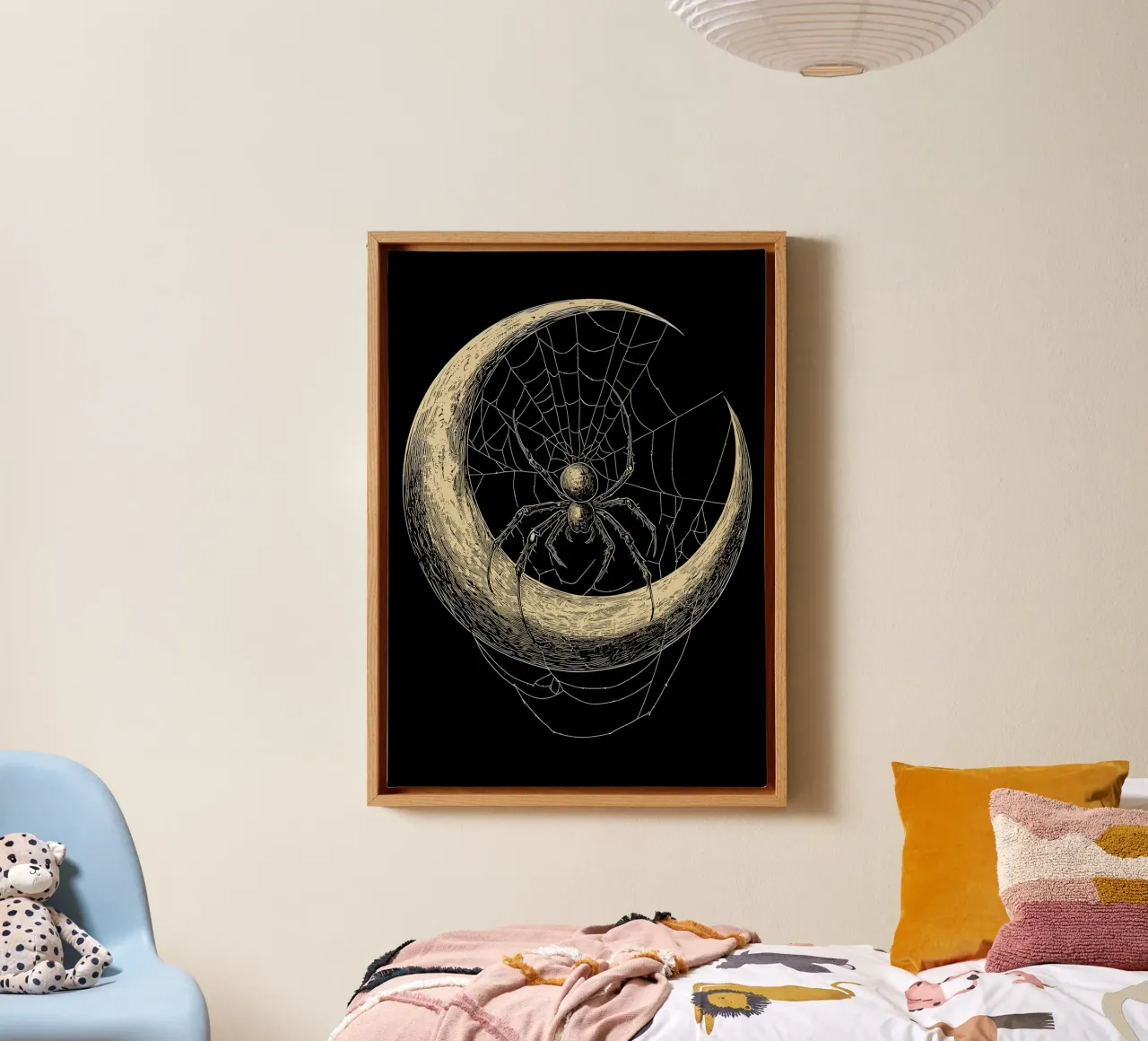 Ragno nella luna crescente tela con Cornice a cassetta da pixelbull - medieval art and more