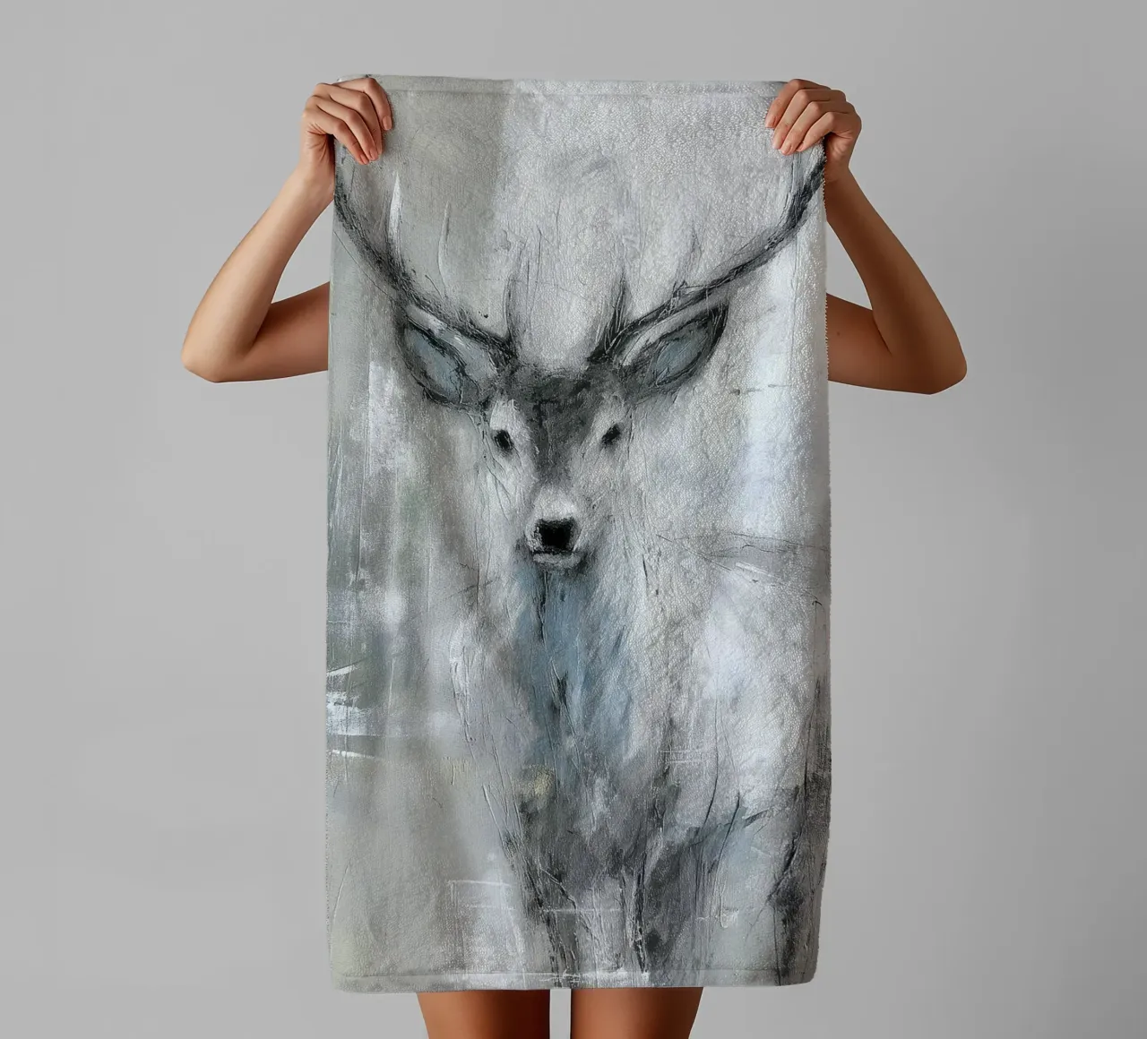 Modern deer in the forest I towel by Wolkenlos