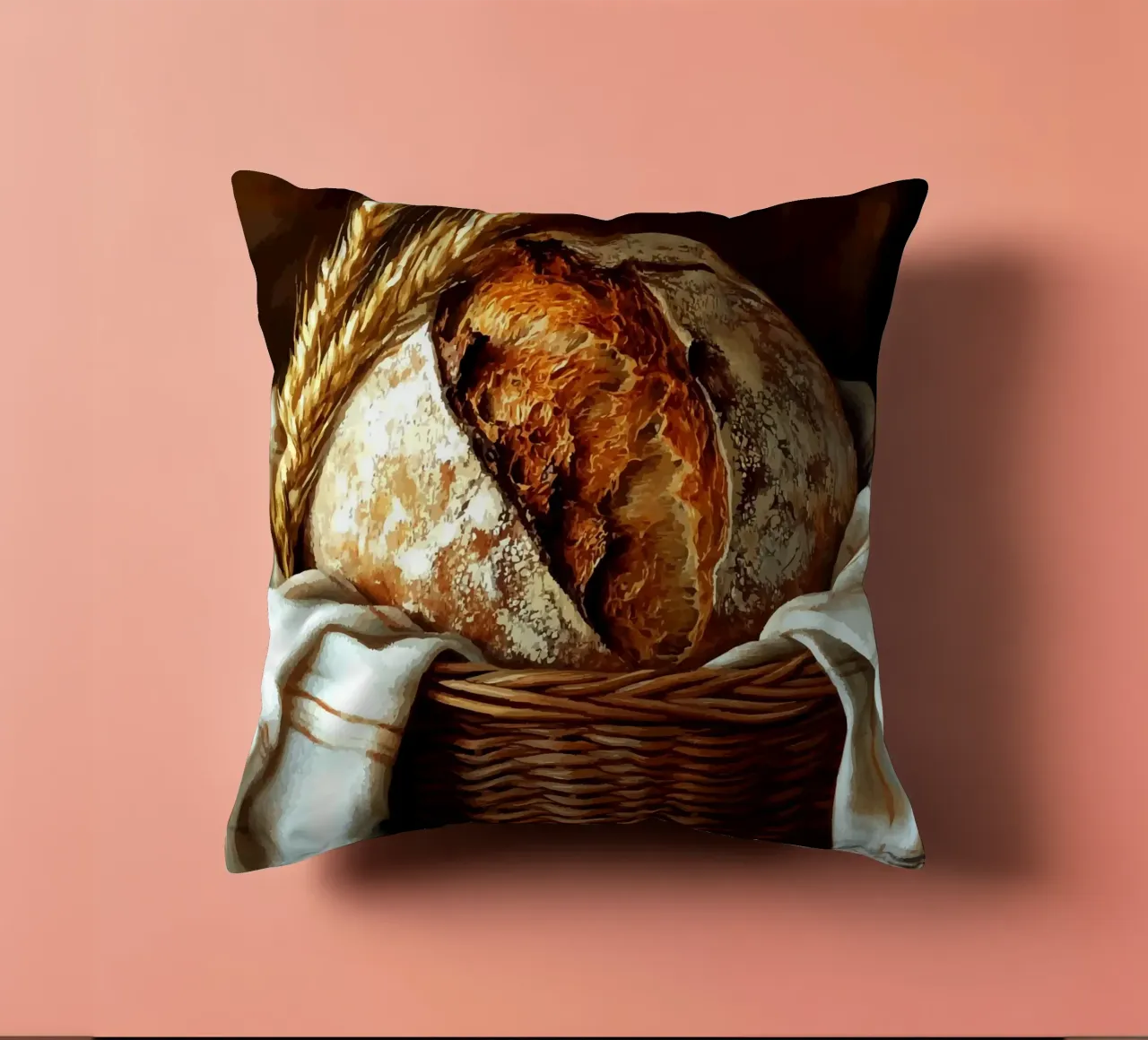 Pane fresco di fattoria in un cestino cuscino da pixelbull - medieval art and more