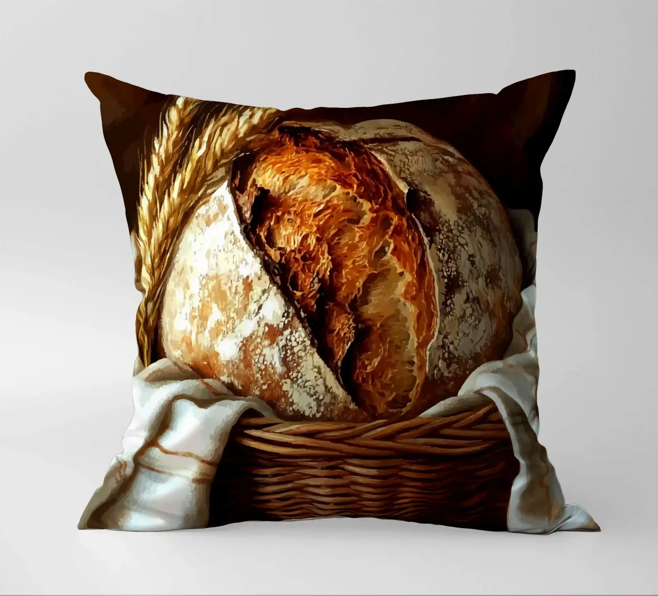 Pane fresco di fattoria in un cestino cuscino da pixelbull - medieval art and more