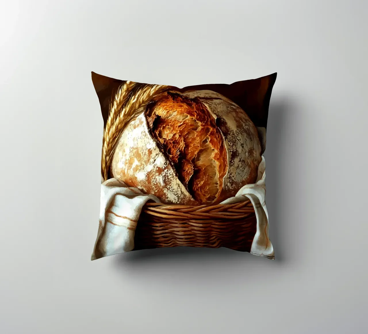 Pane fresco di fattoria in un cestino cuscino da pixelbull - medieval art and more