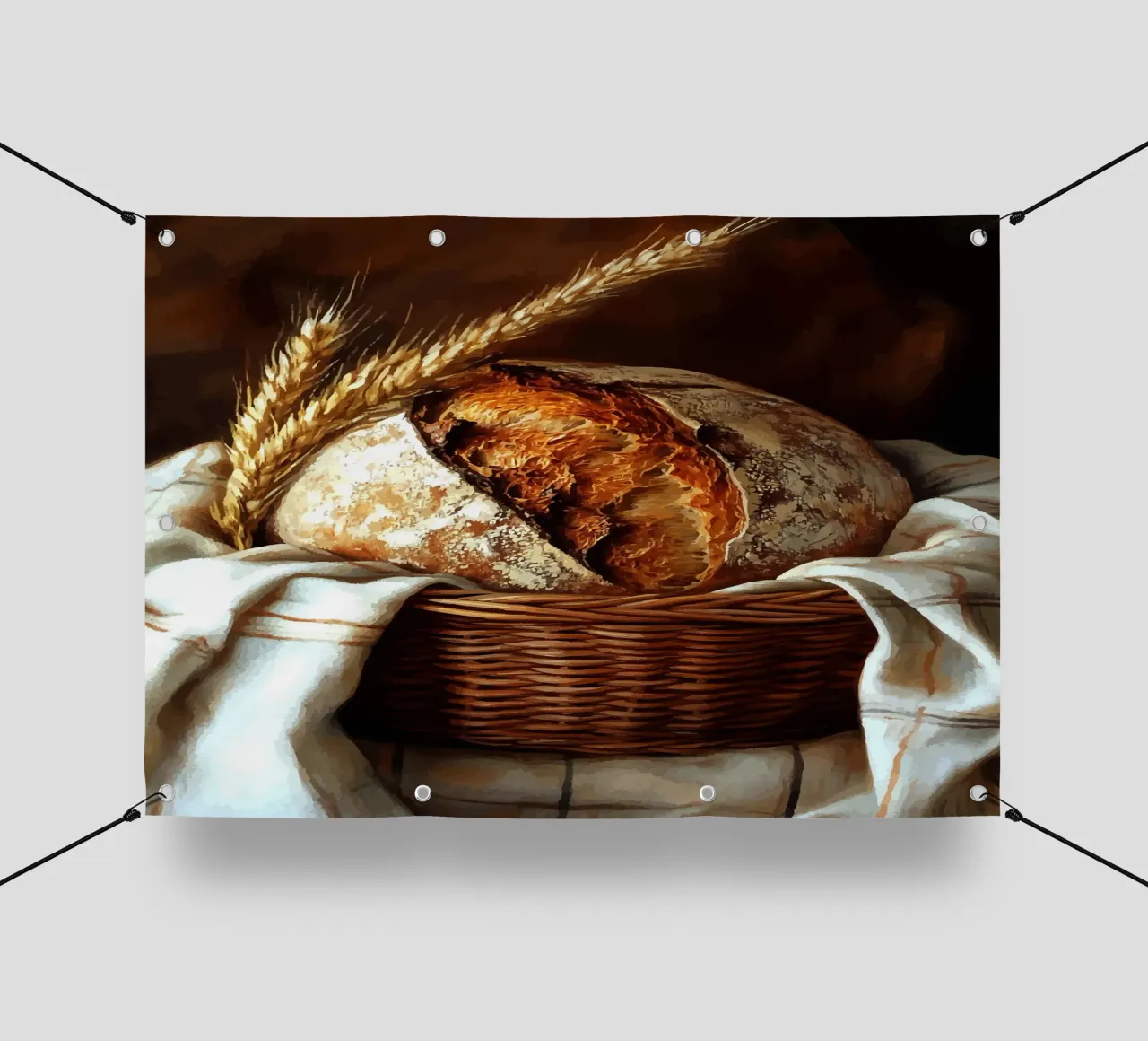 Pane fresco di fattoria in un cestino telo in pvc da pixelbull - medieval art and more