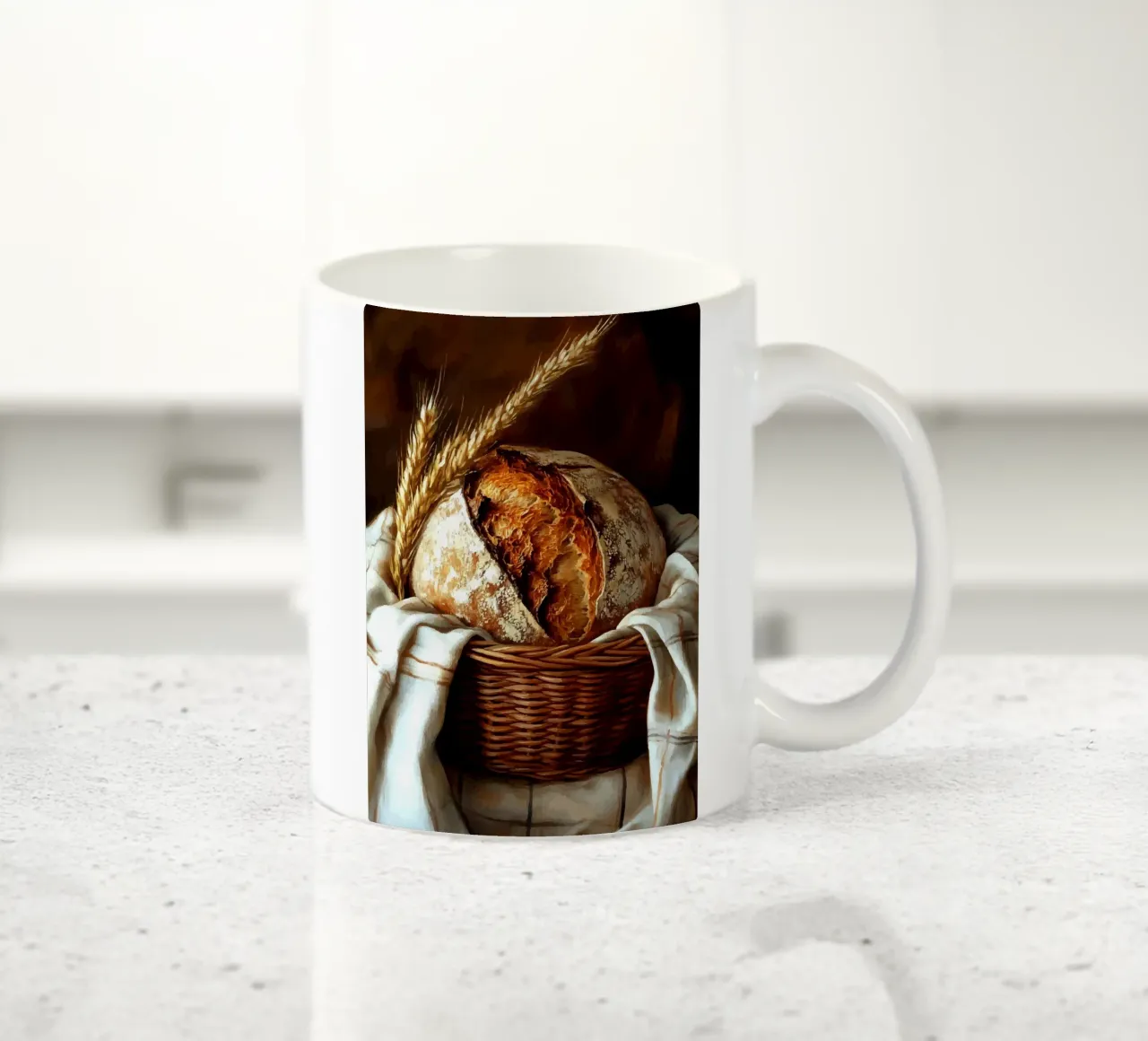 Pane fresco di fattoria in un cestino tazza in ceramica da pixelbull - medieval art and more