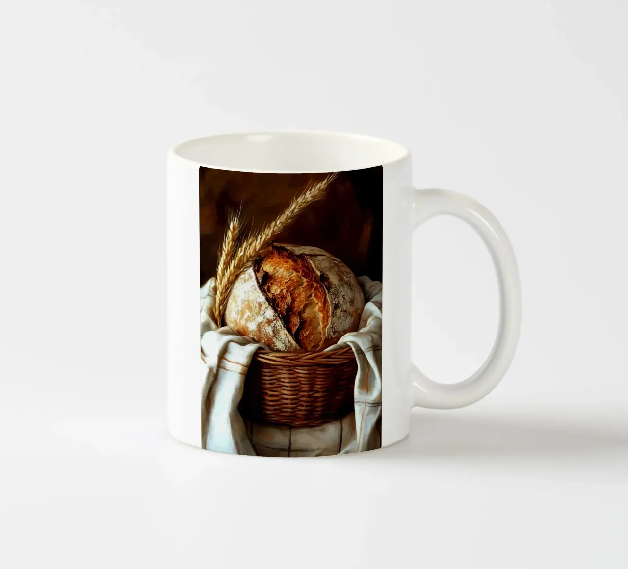Pane fresco di fattoria in un cestino tazza in ceramica da pixelbull - medieval art and more