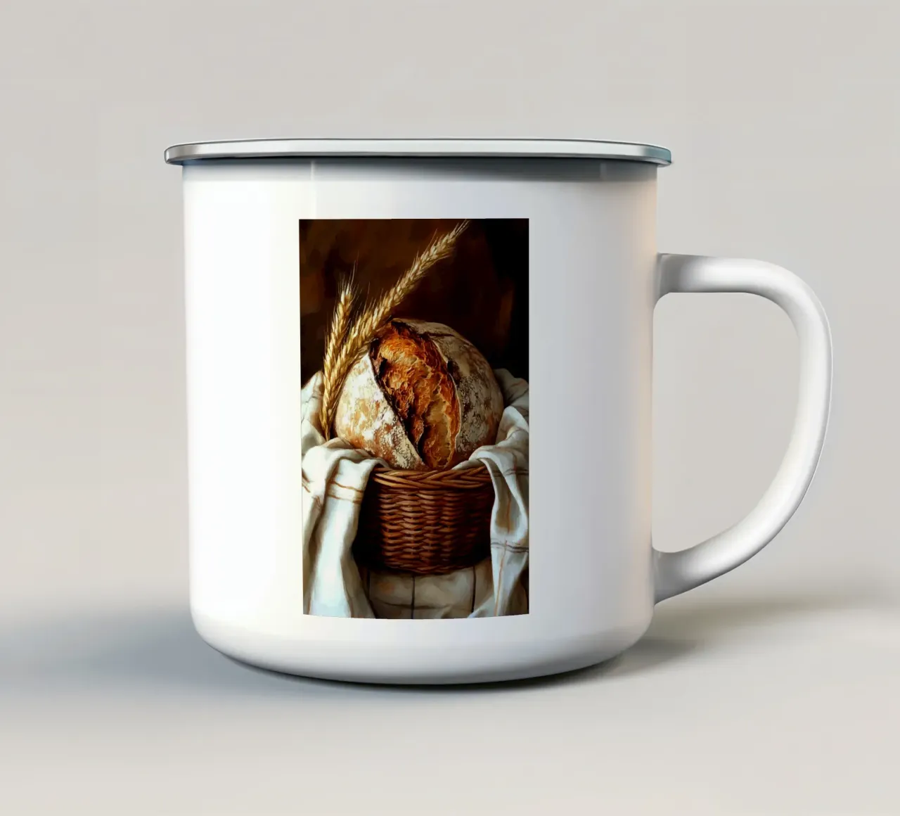 Pane fresco di fattoria in un cestino tazza in smalto da pixelbull - medieval art and more
