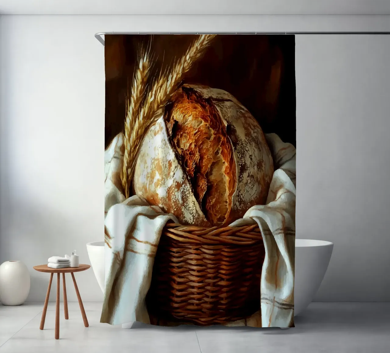 Pane fresco di fattoria in un cestino tenda da doccia da pixelbull - medieval art and more