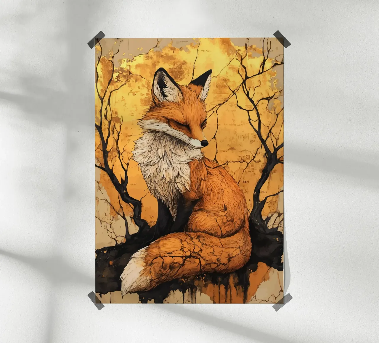Volpe in autunno dorato poster da pixelbull - medieval art and more