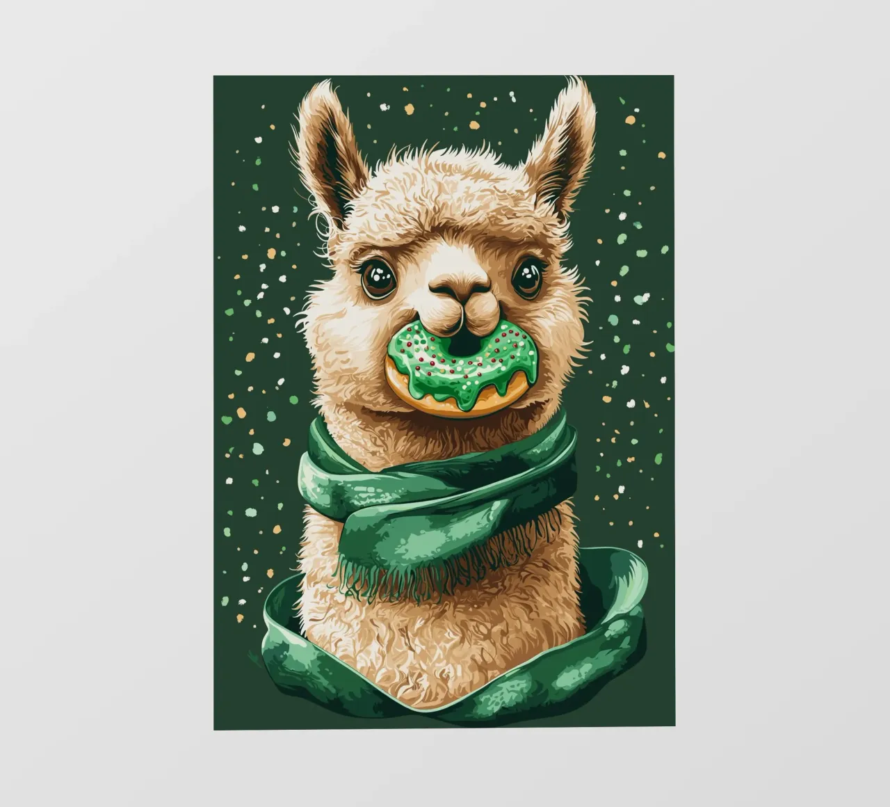 Lama con ciambella nella neve telo in pvc da pixelbull - medieval art and more