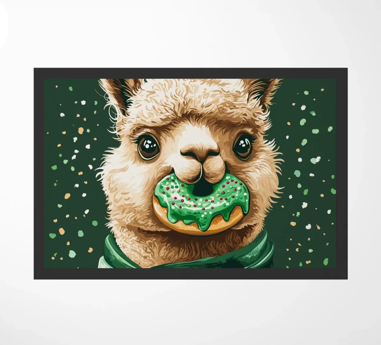 Lama con ciambella nella neve zerbino da pixelbull - medieval art and more