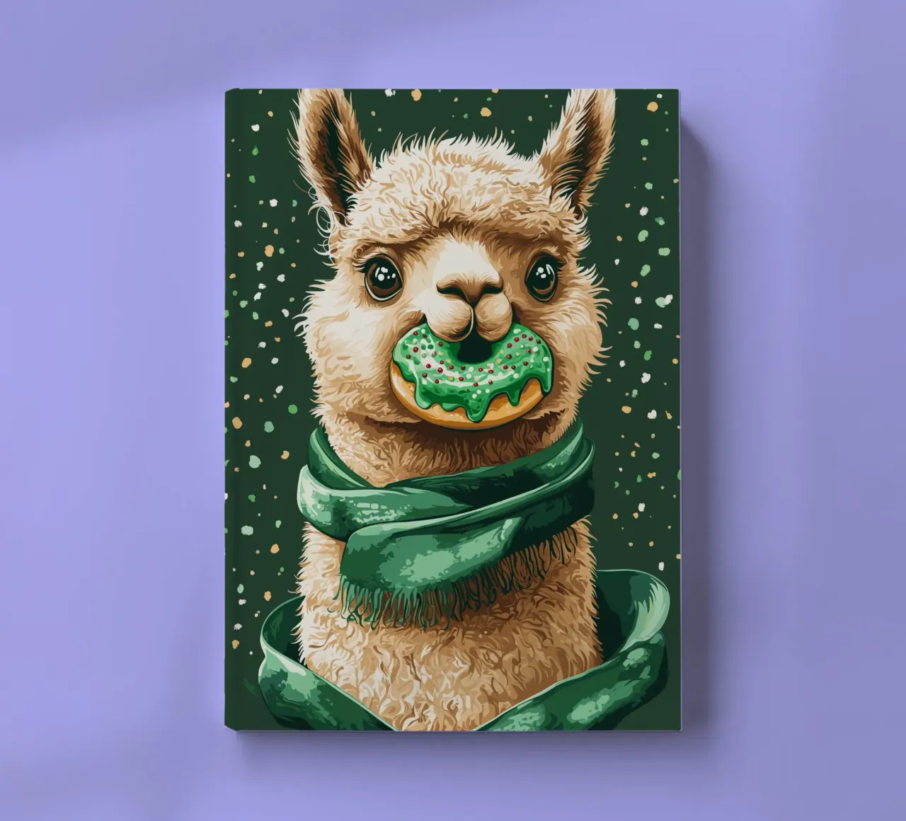 Llama with donut in the snow notebook by pixelbull - medieval art and more