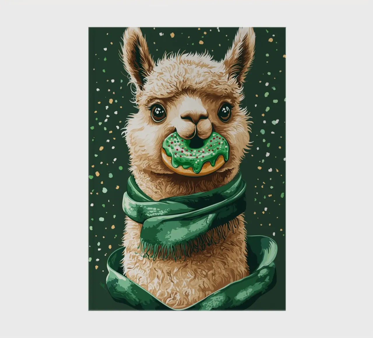 Llama with donut in the snow notebook by pixelbull - medieval art and more