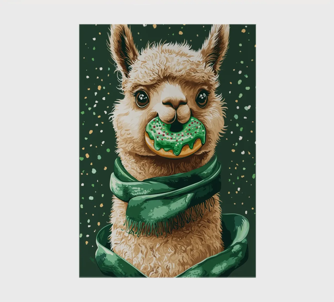 Llama with donut in the snow notebook by pixelbull - medieval art and more