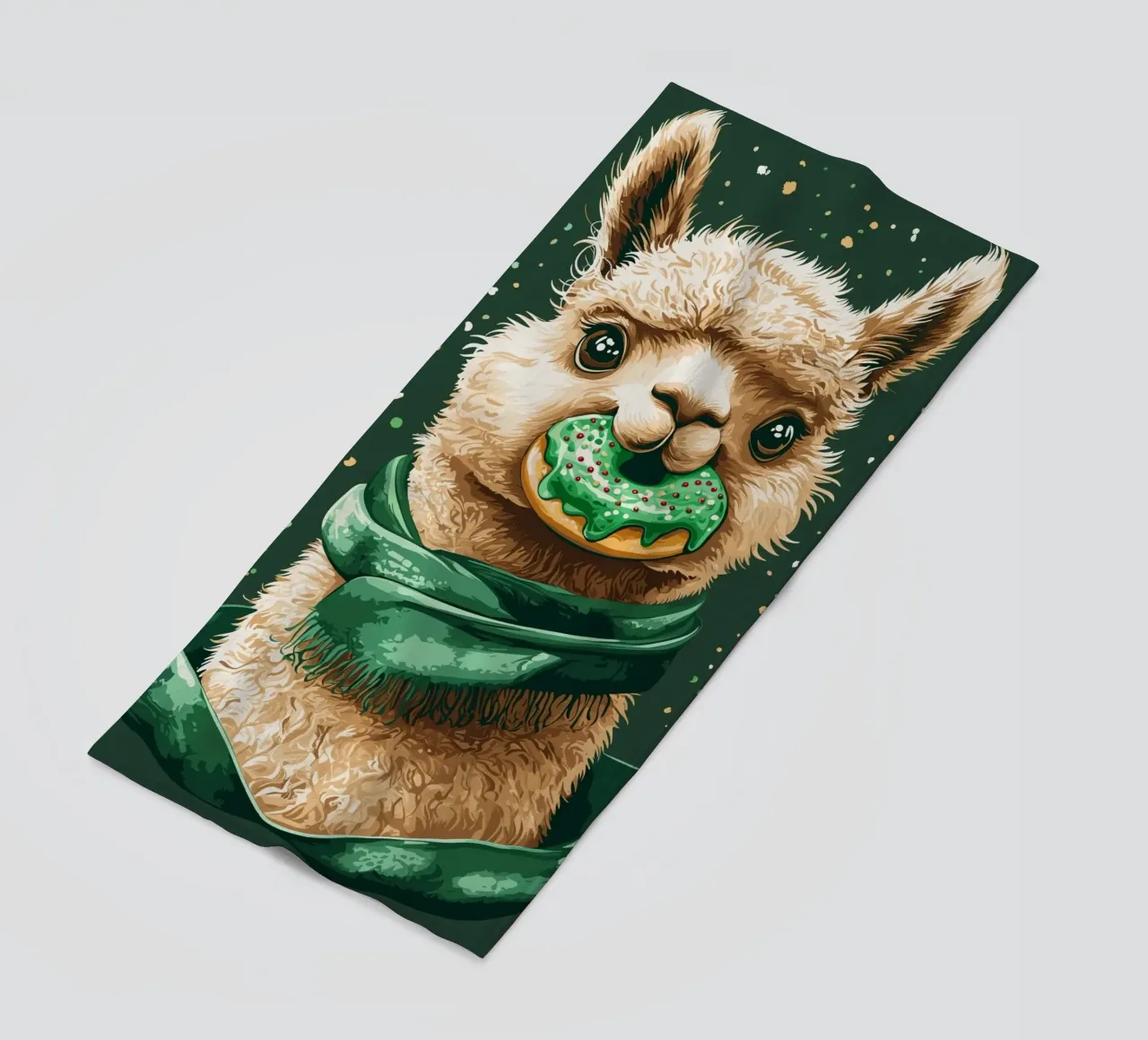 Lama con ciambella nella neve telo mare da pixelbull - medieval art and more
