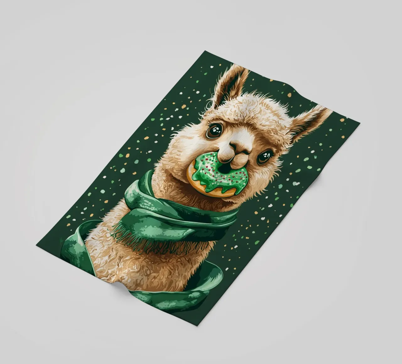Lama con ciambella nella neve telo mare da pixelbull - medieval art and more