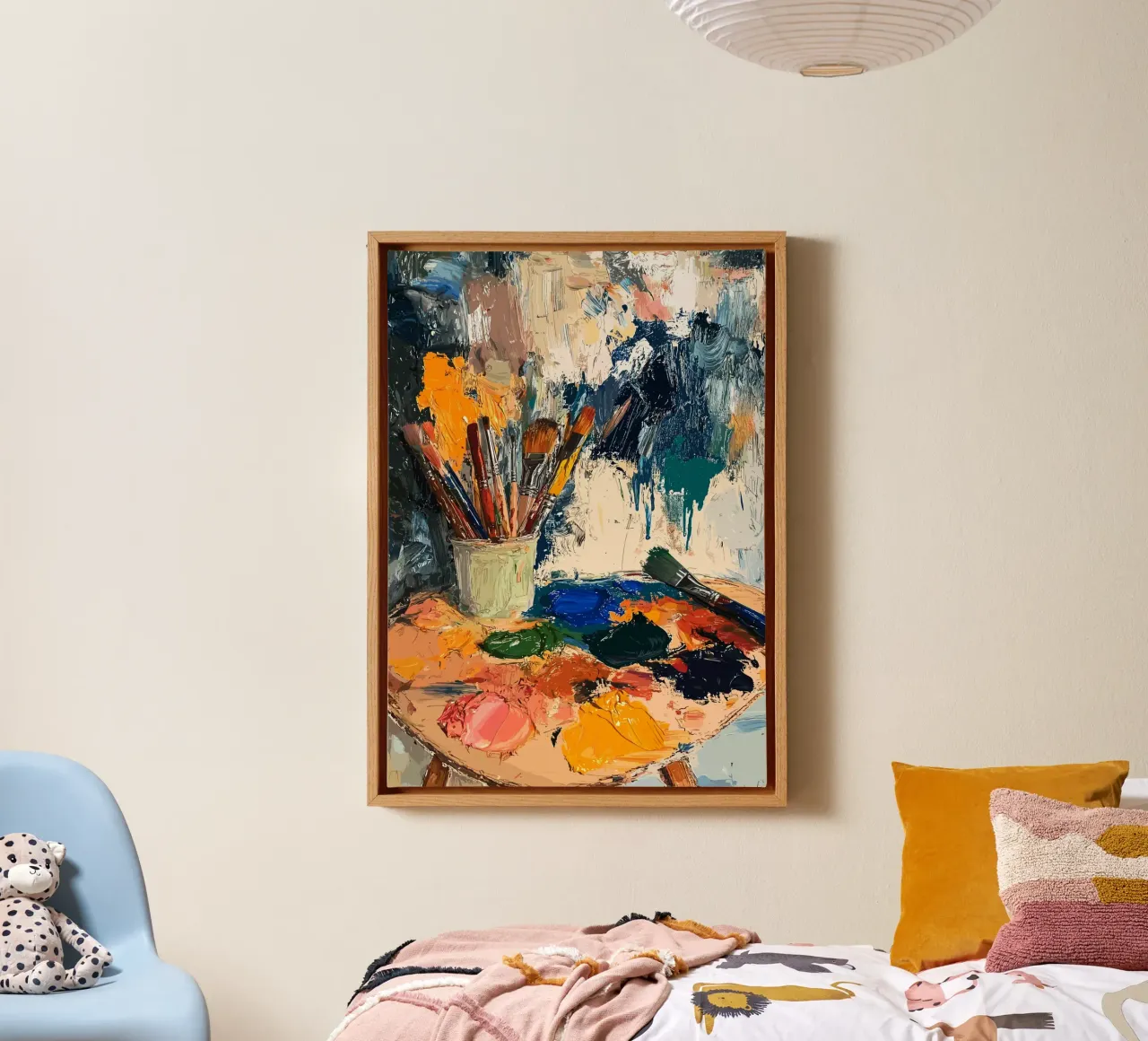 Painting palette in the artist's studio canvas with Floater frame by pixelbull - medieval art and more
