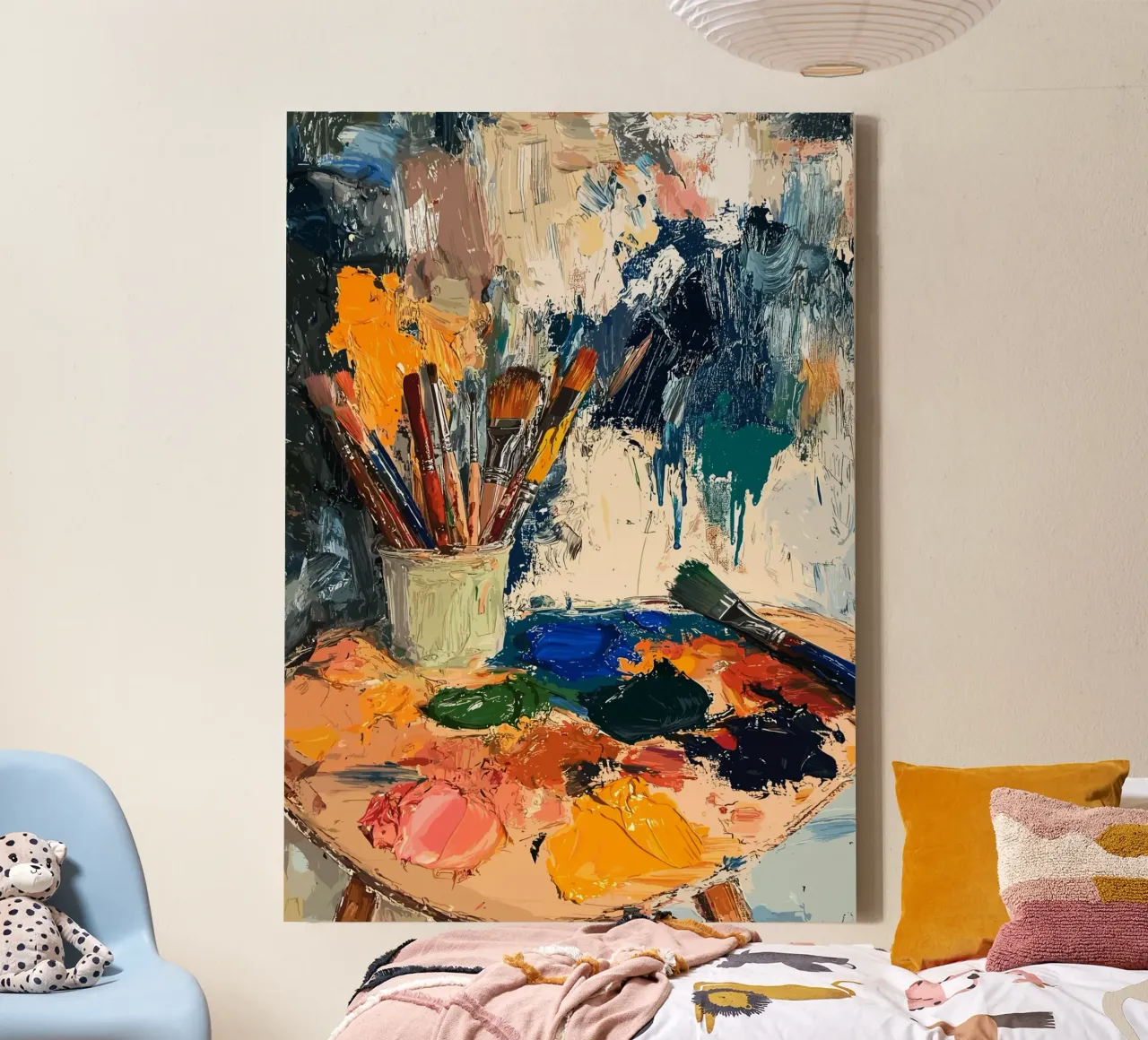 Painting palette in the artist's studio canvas with Floater frame by pixelbull - medieval art and more