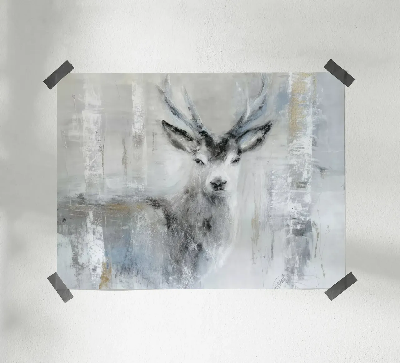 Cervi moderni nella foresta II poster da Wolkenlos