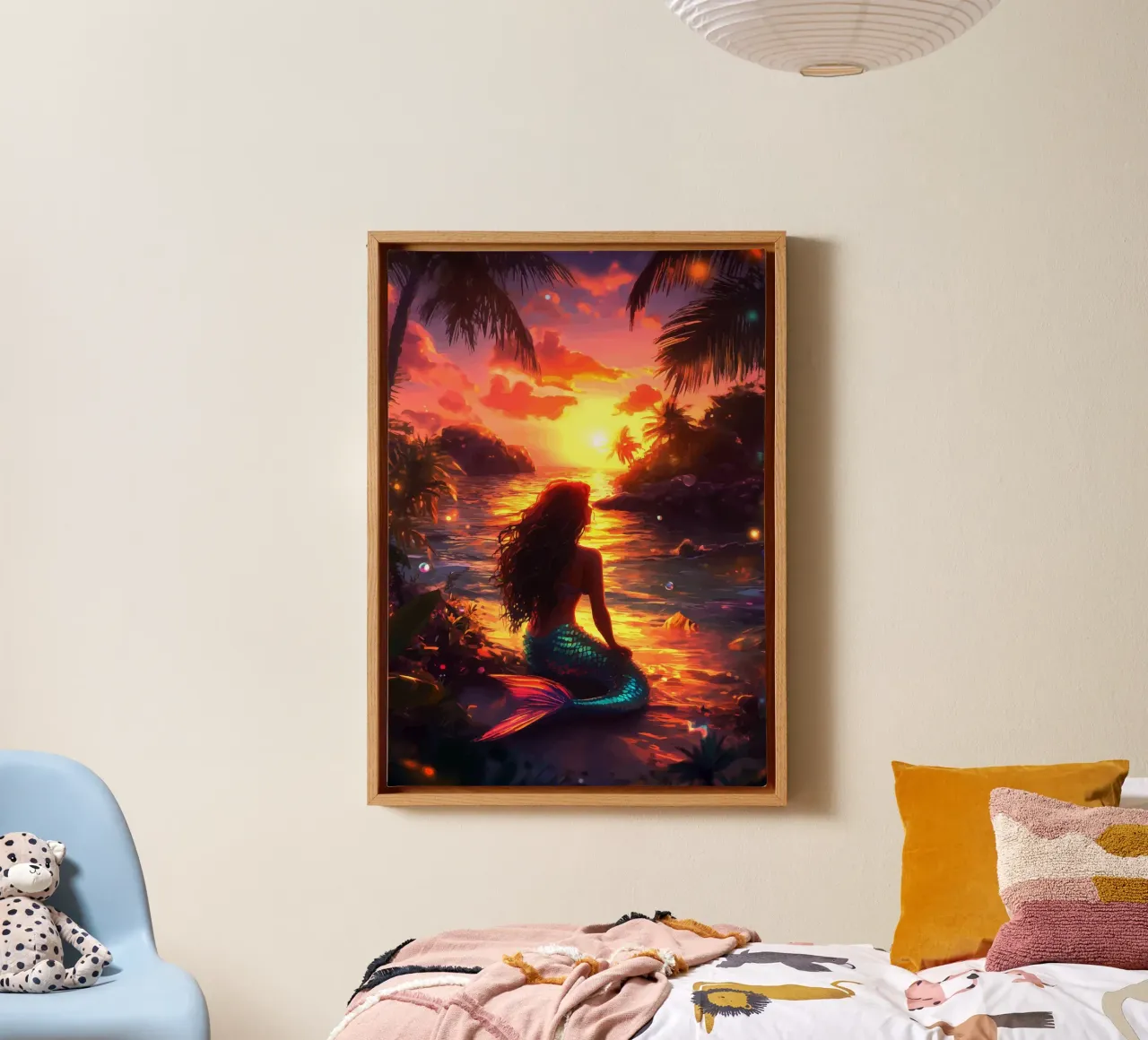 Sirena al tramonto tela con Cornice a cassetta da pixelbull - medieval art and more