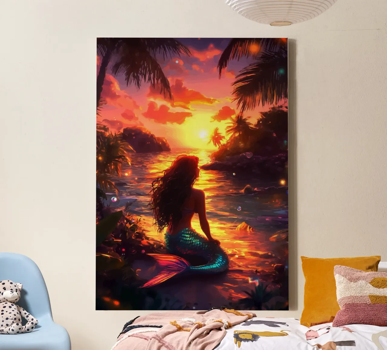 Sirena al tramonto tela con Cornice a cassetta da pixelbull - medieval art and more