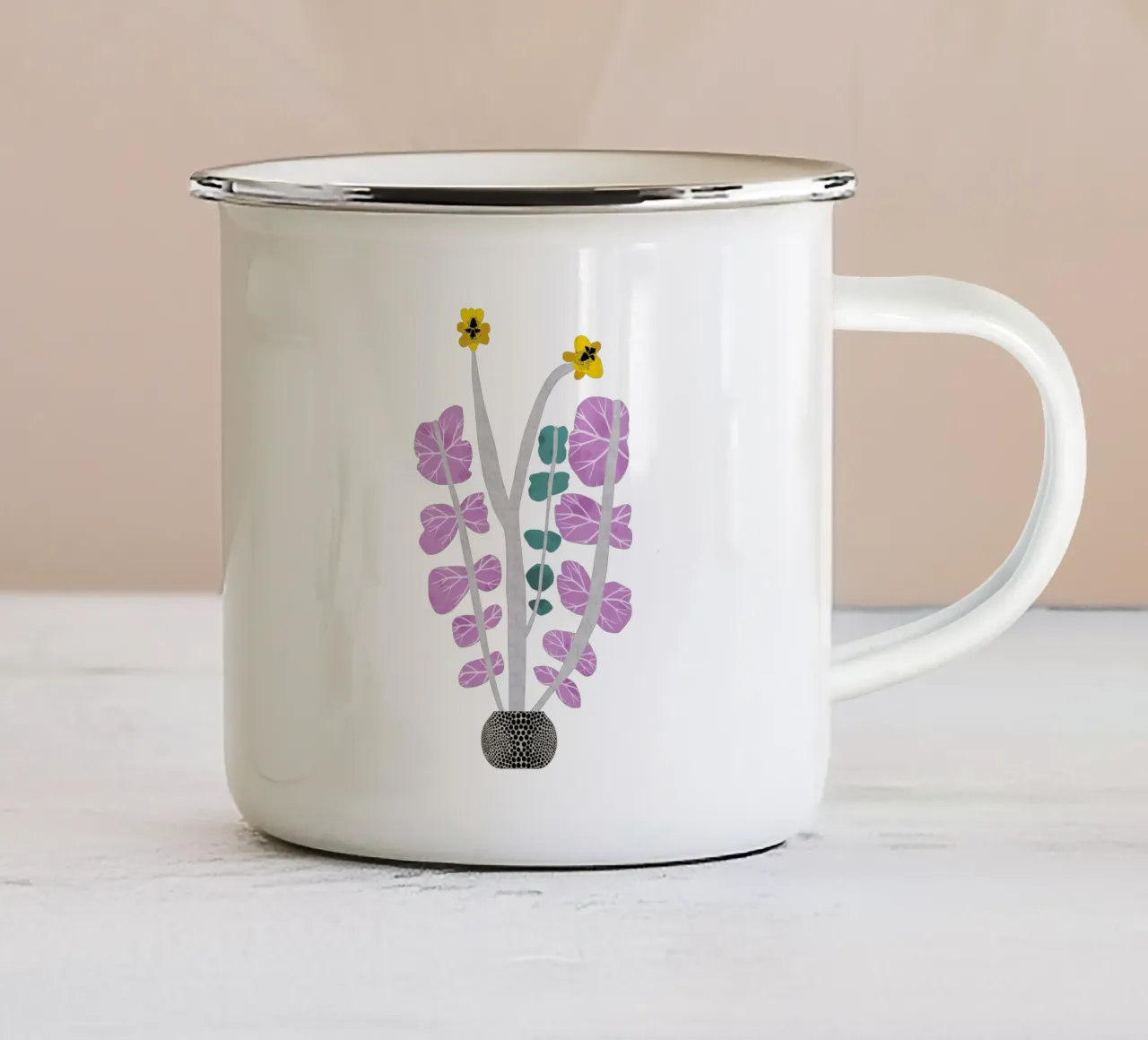 Vaso di fiori tazza in smalto da Asha Designs