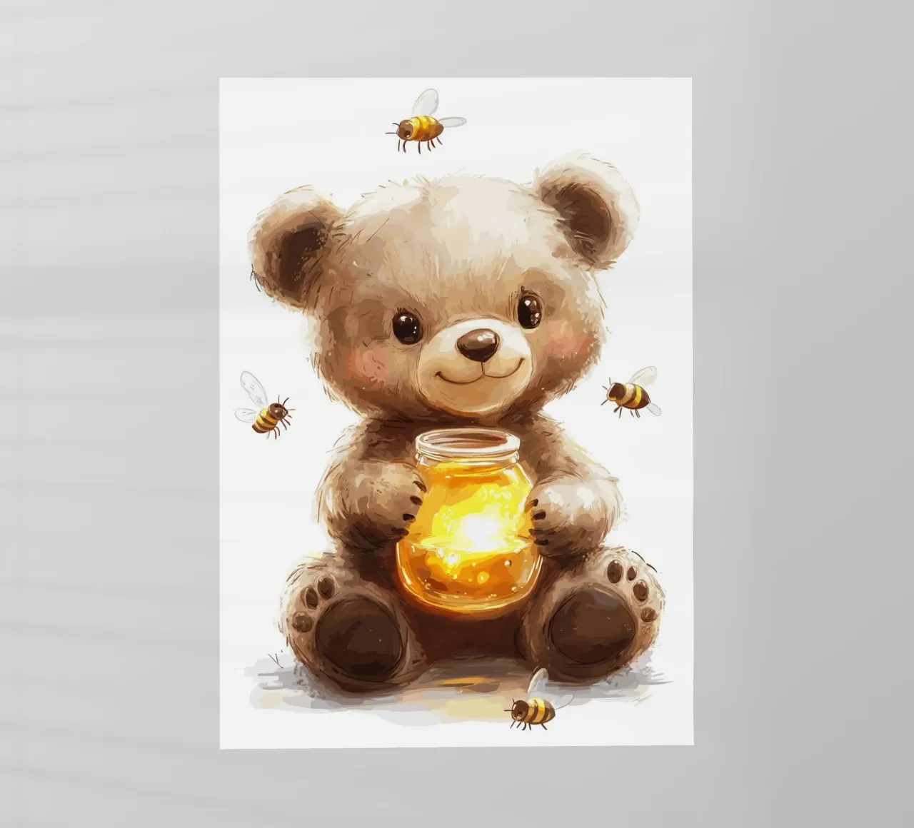 Orso del miele con le amiche api pellicola backlit da pixelbull - medieval art and more