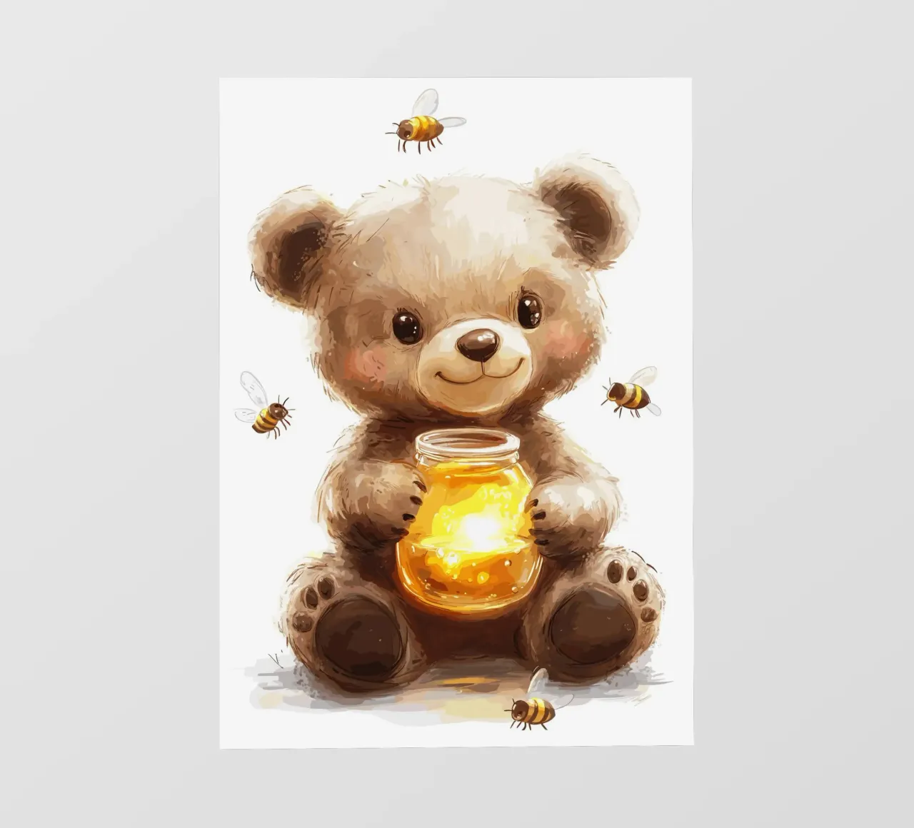 Orso del miele con le amiche api pellicola backlit da pixelbull - medieval art and more
