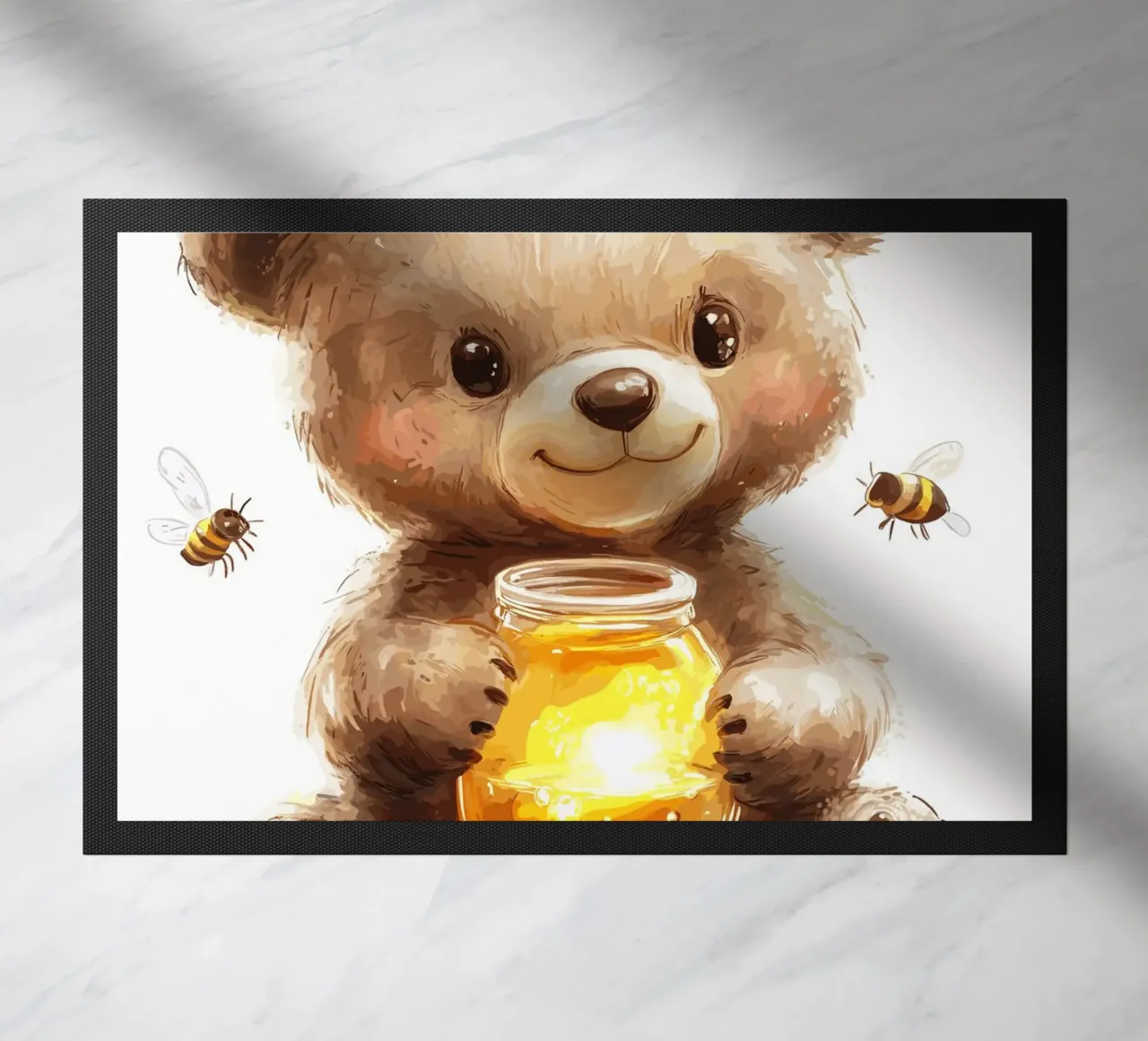 Orso del miele con le amiche api zerbino da pixelbull - medieval art and more