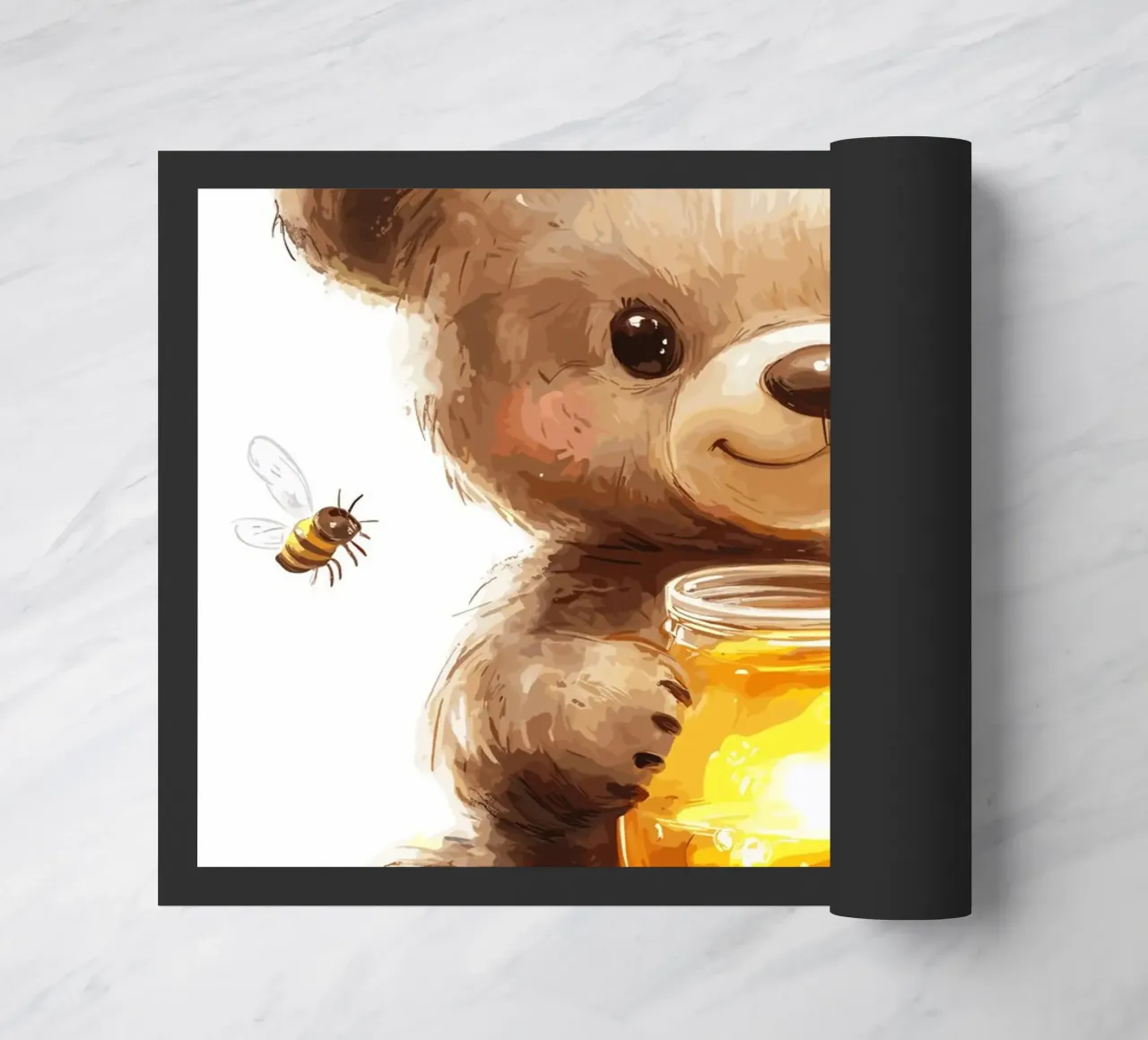 Orso del miele con le amiche api zerbino da pixelbull - medieval art and more