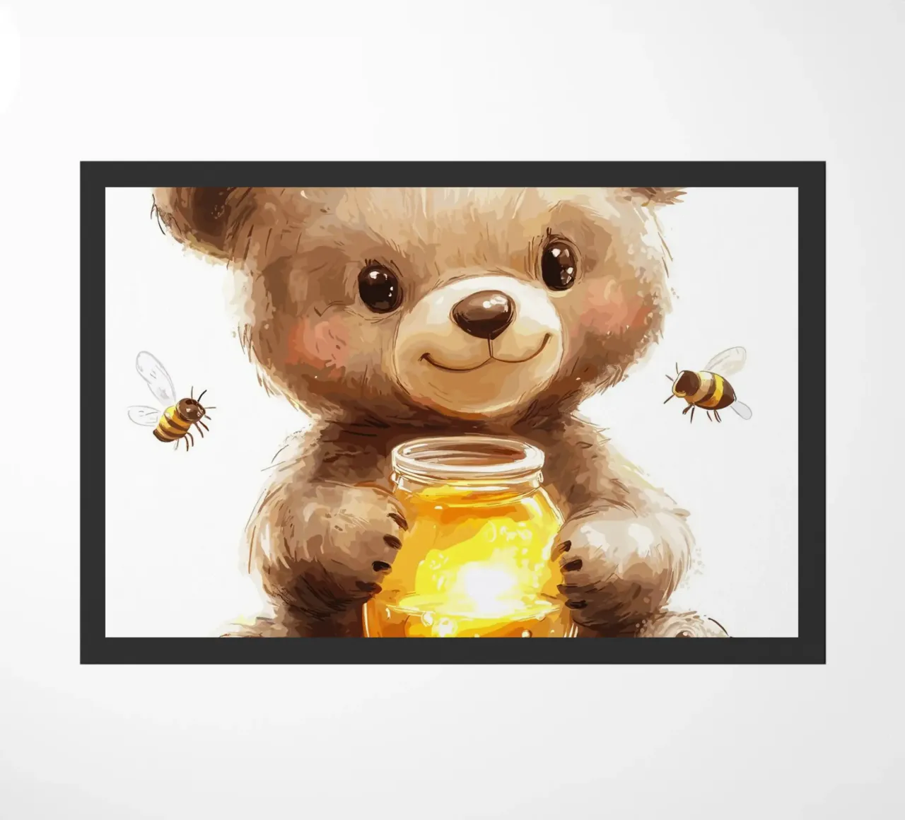 Orso del miele con le amiche api zerbino da pixelbull - medieval art and more