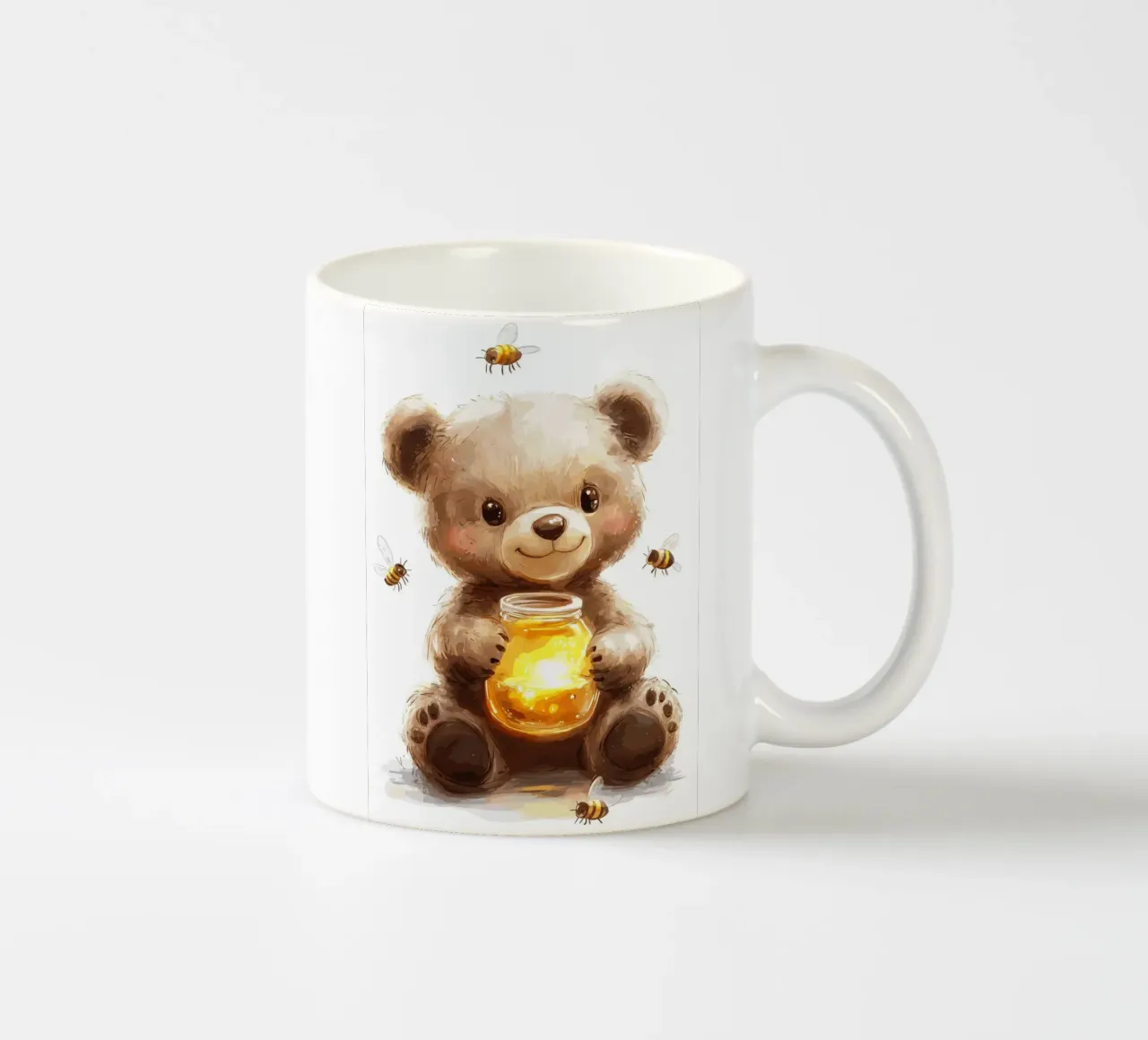 Orso del miele con le amiche api tazza in ceramica da pixelbull - medieval art and more