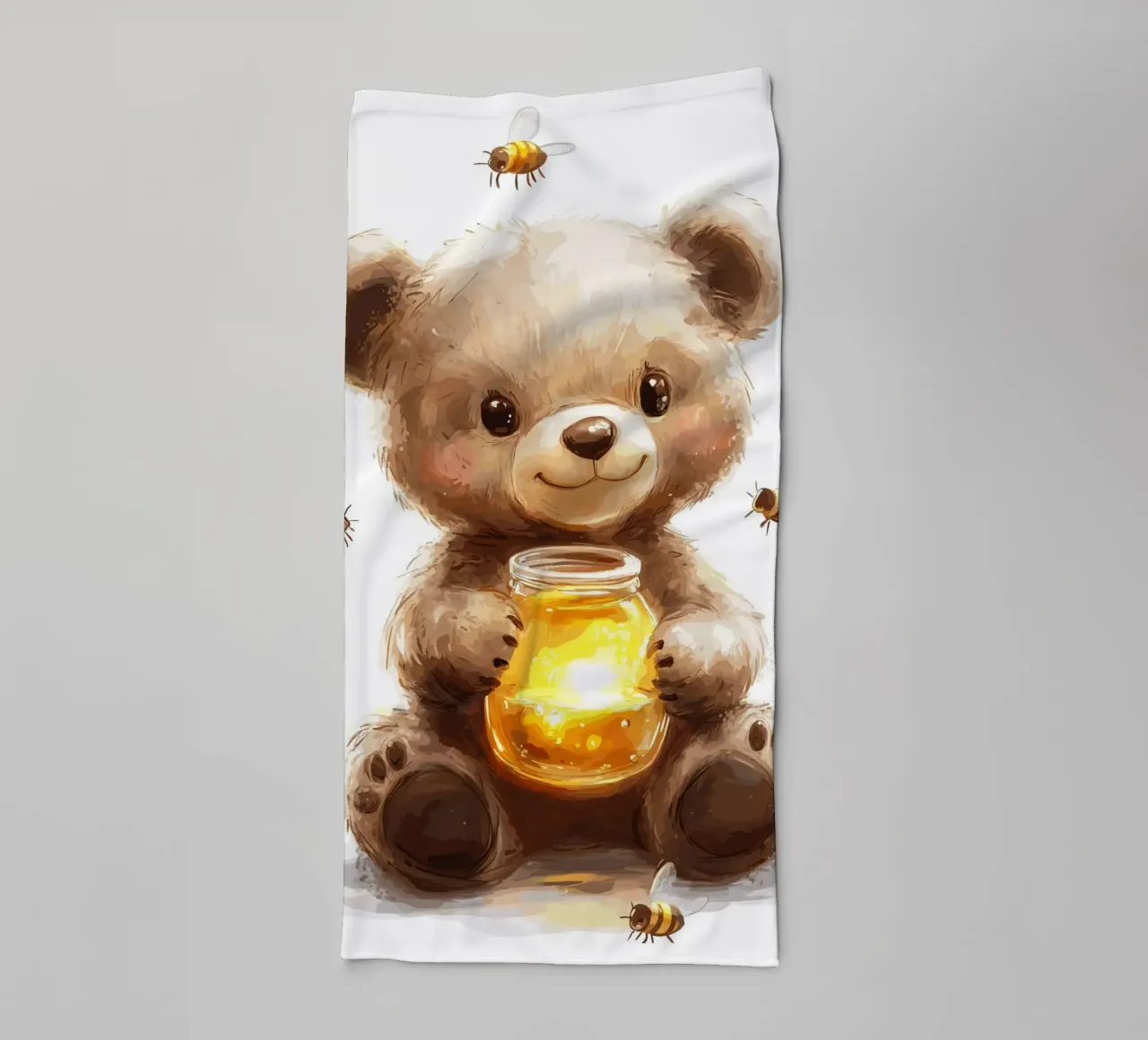 Orso del miele con le amiche api asciugamano da bagno da pixelbull - medieval art and more