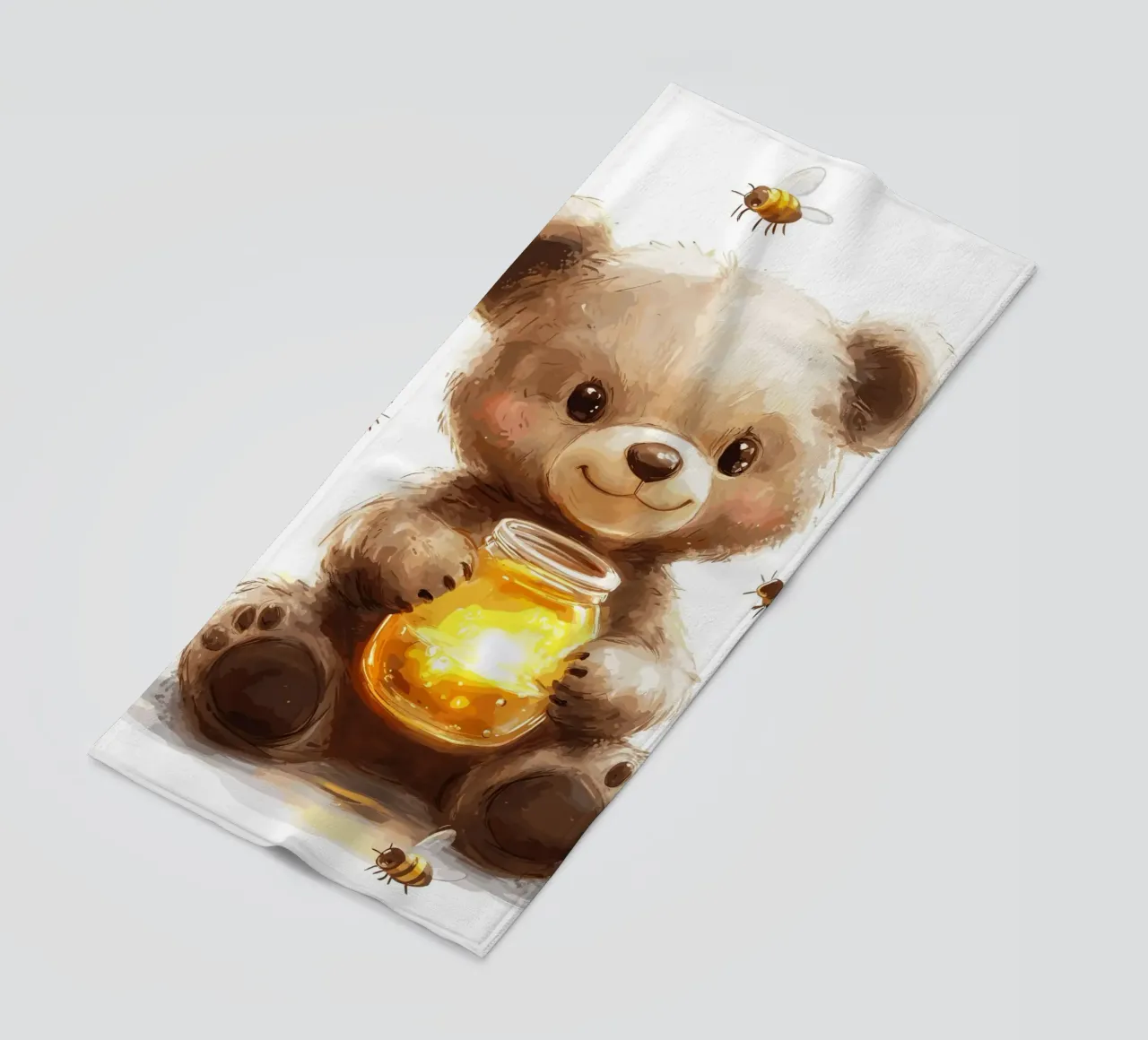 Orso del miele con le amiche api telo mare da pixelbull - medieval art and more