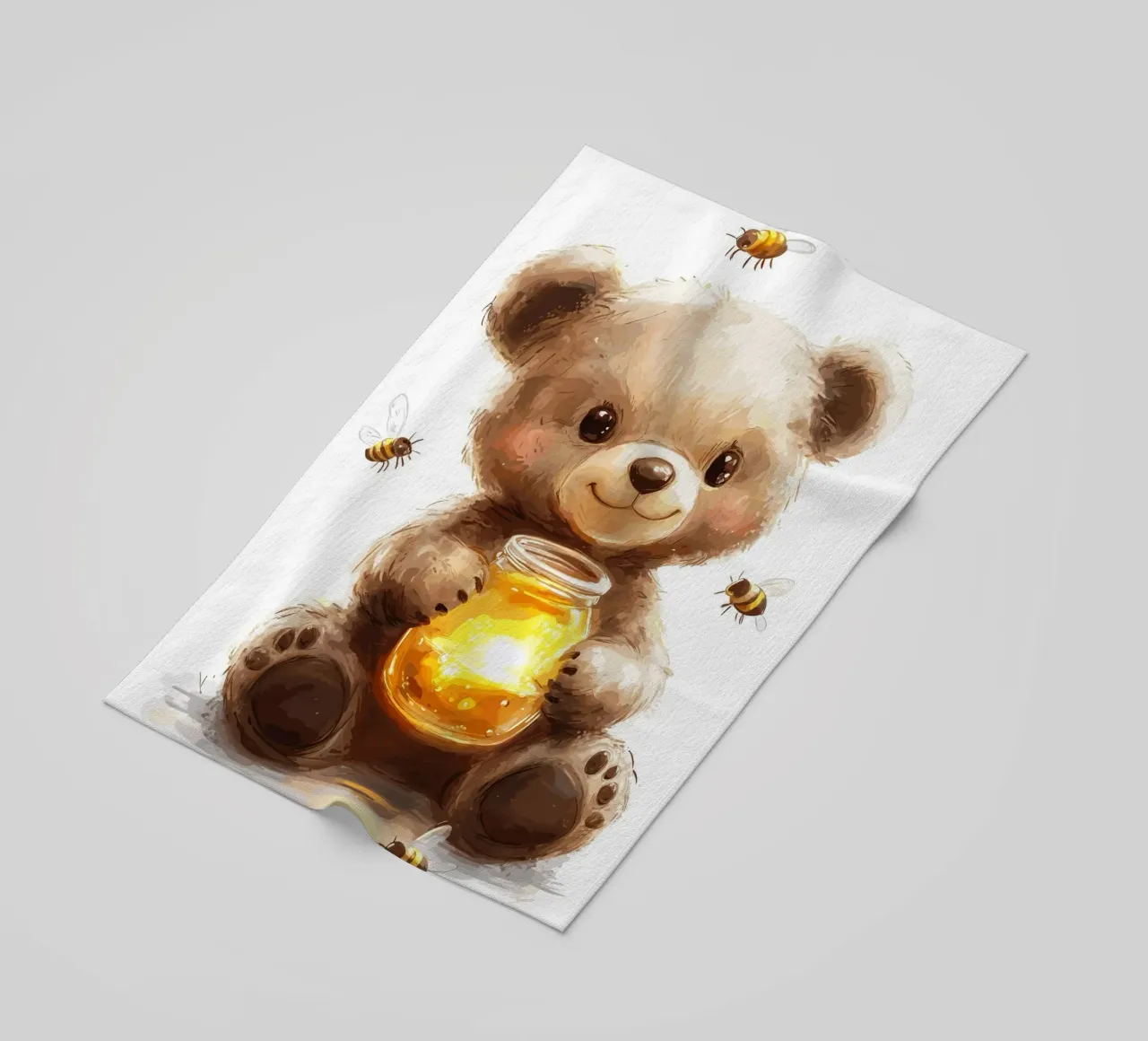 Orso del miele con le amiche api telo mare da pixelbull - medieval art and more