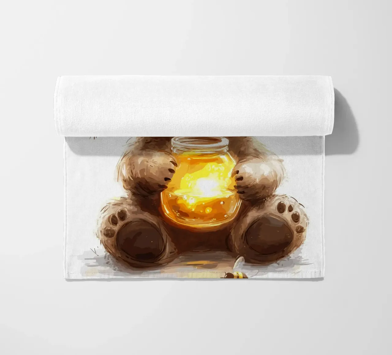 Orso del miele con le amiche api telo mare da pixelbull - medieval art and more