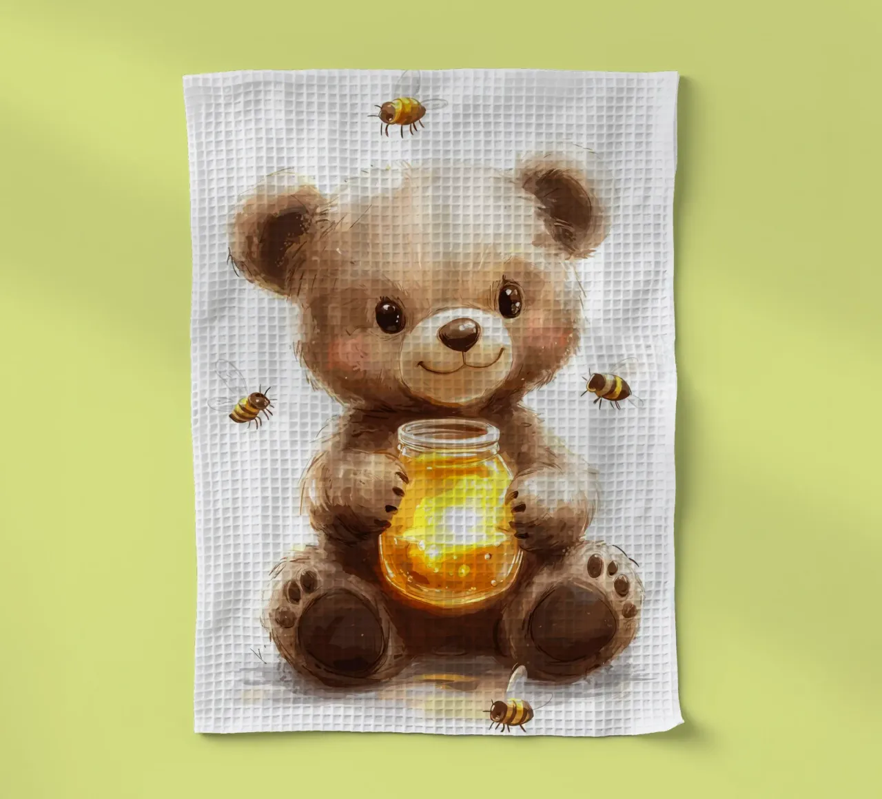 Orso del miele con le amiche api canovaccio da cucina da pixelbull - medieval art and more