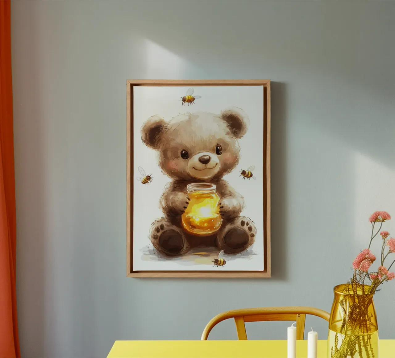 Orso del miele con le amiche api tela con Cornice a cassetta da pixelbull - medieval art and more