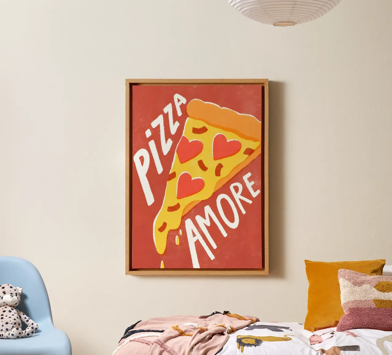 "PIZZA AMORE" tela con Cornice a cassetta da Type & Tape