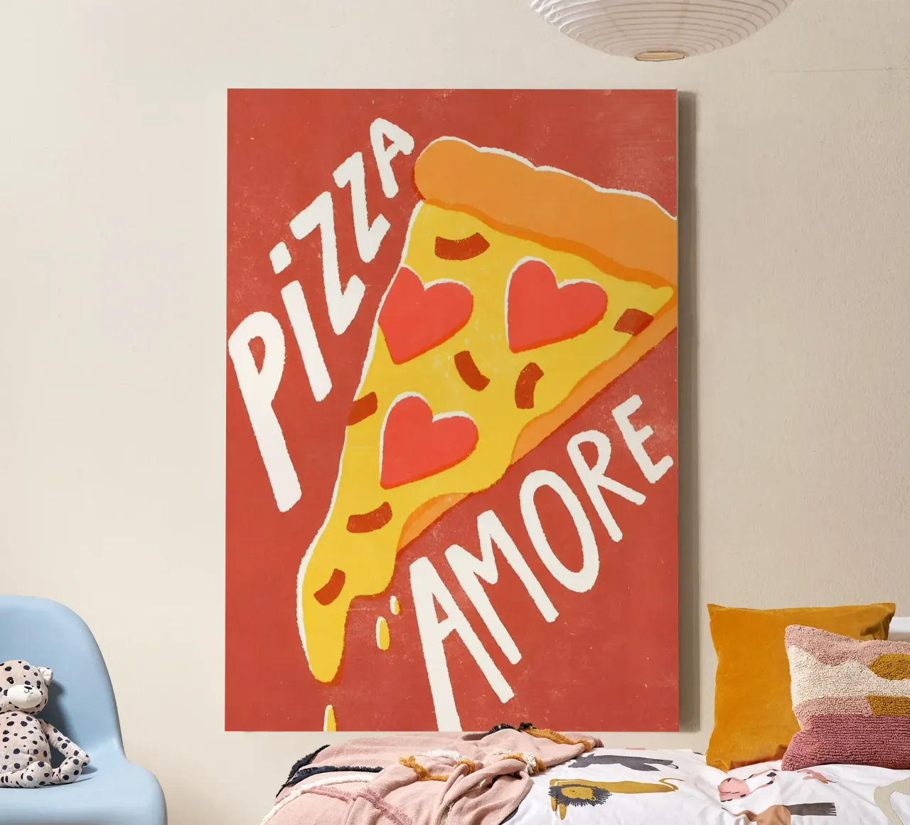 "PIZZA AMORE" tela con Cornice a cassetta da Type & Tape