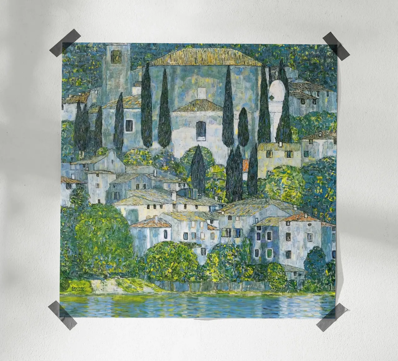 Gustav Klimt sul lago di Garda poster con telaio in alluminio da Show Art