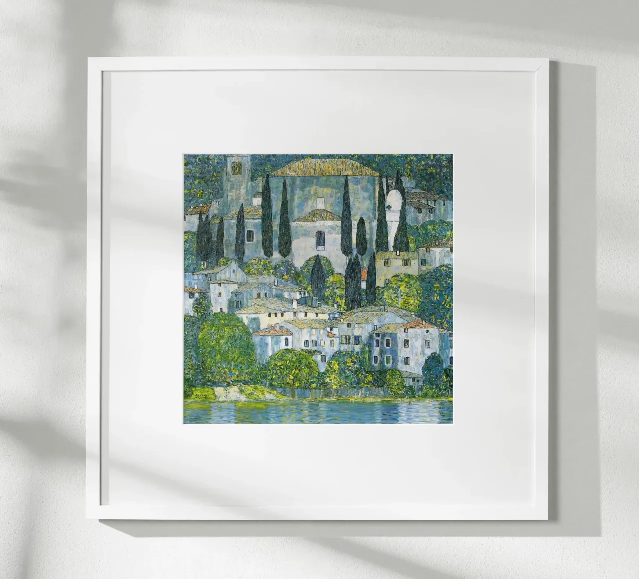 Gustav Klimt sul lago di Garda poster con telaio in alluminio da Show Art