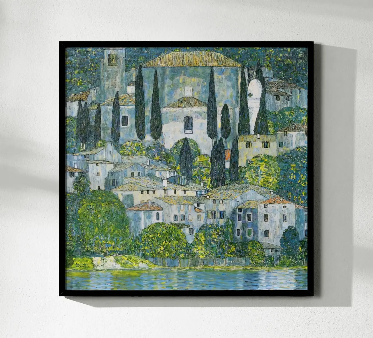 Gustav Klimt sul lago di Garda poster con telaio in alluminio da Show Art